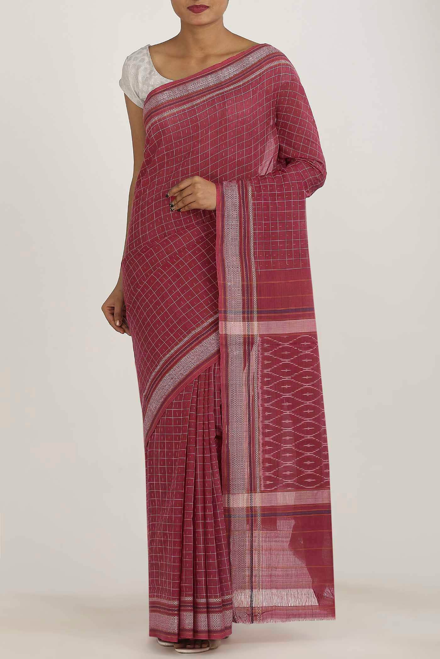 Red Pochampally Cotton Saree