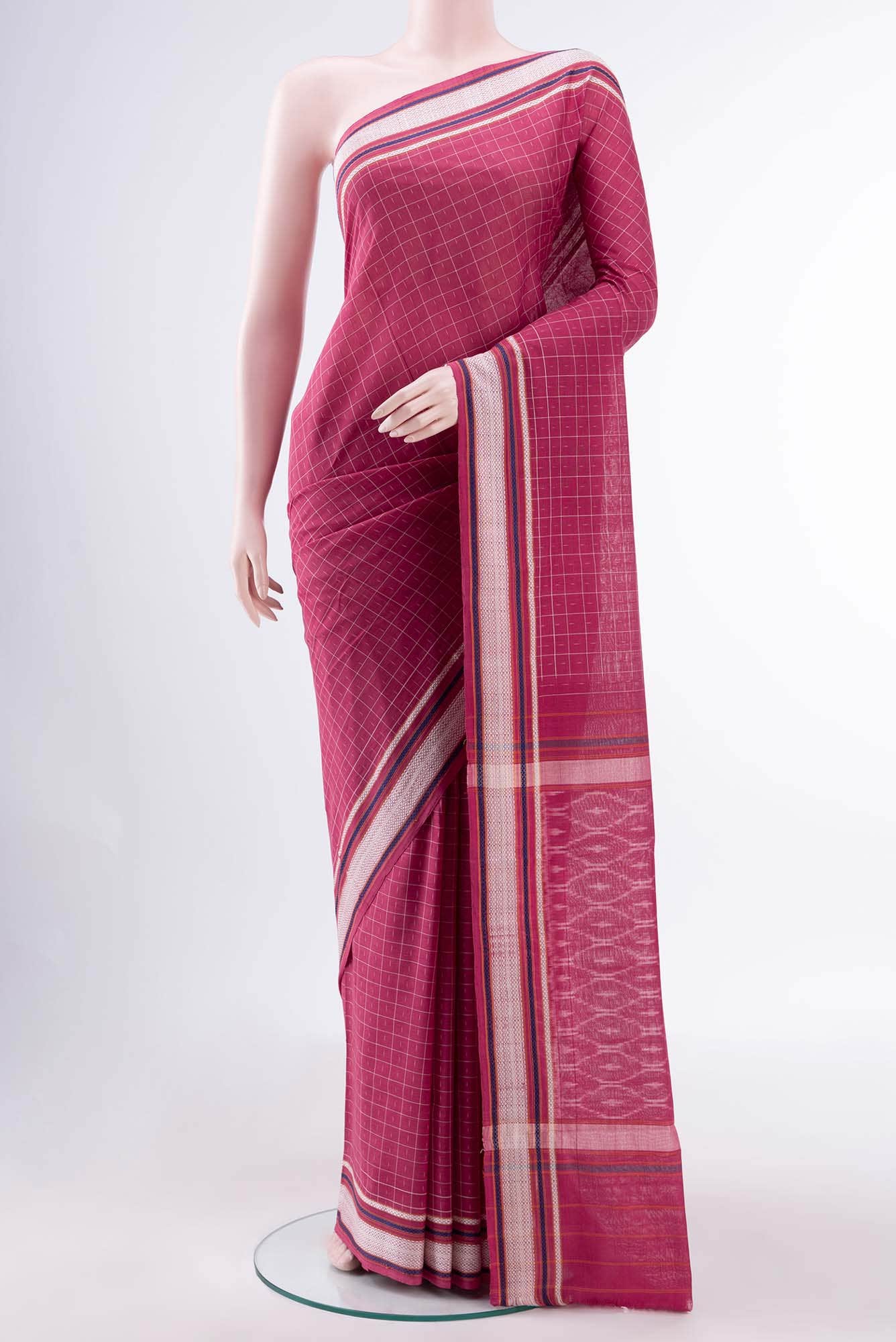Rose pink Pochampally Cotton Saree