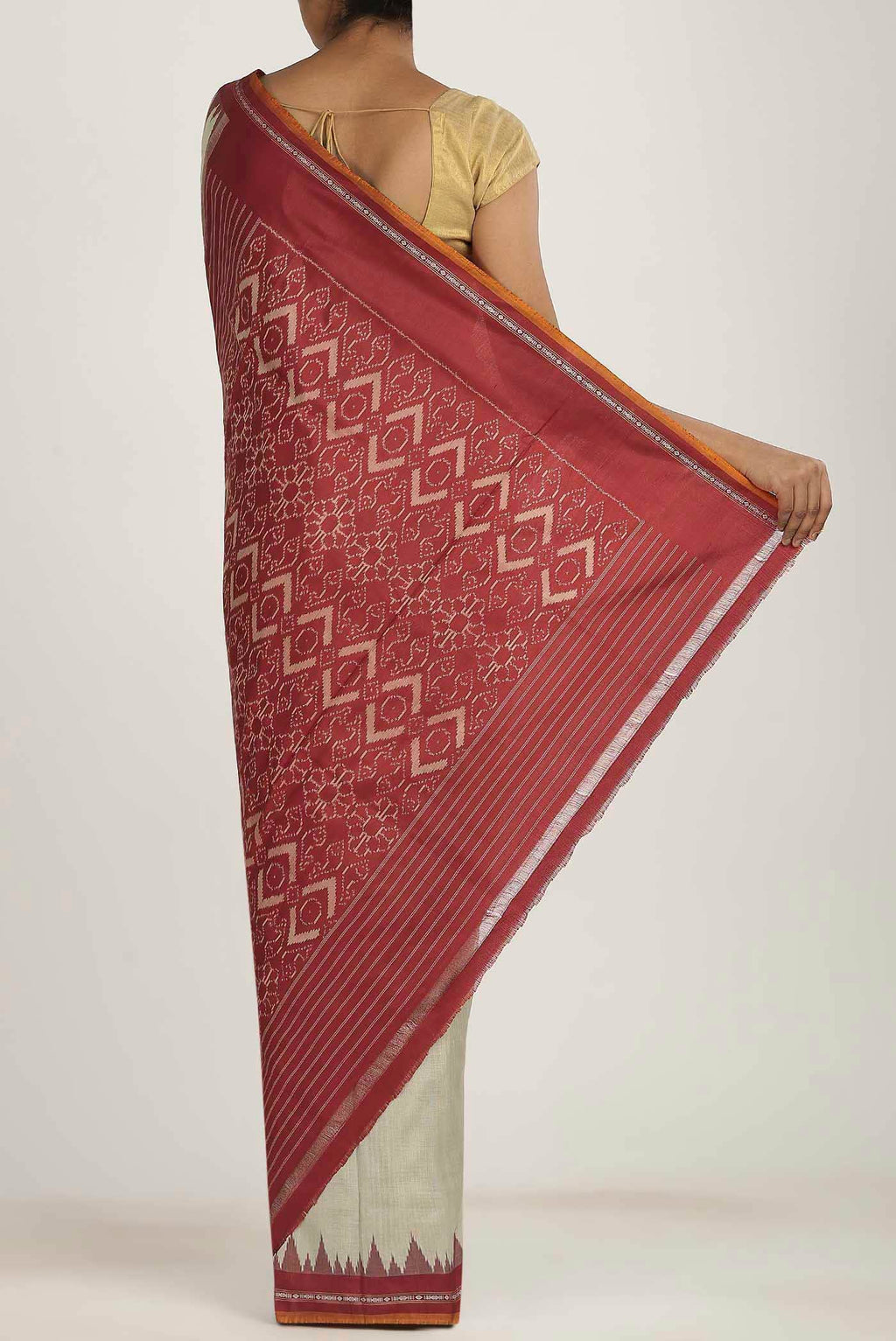 Beige Pochampally Silk Saree