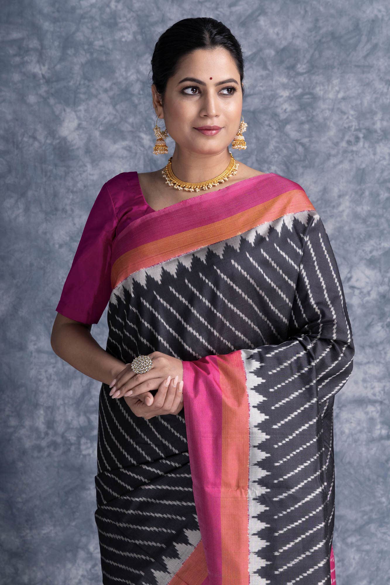 Black Pochampally Saree