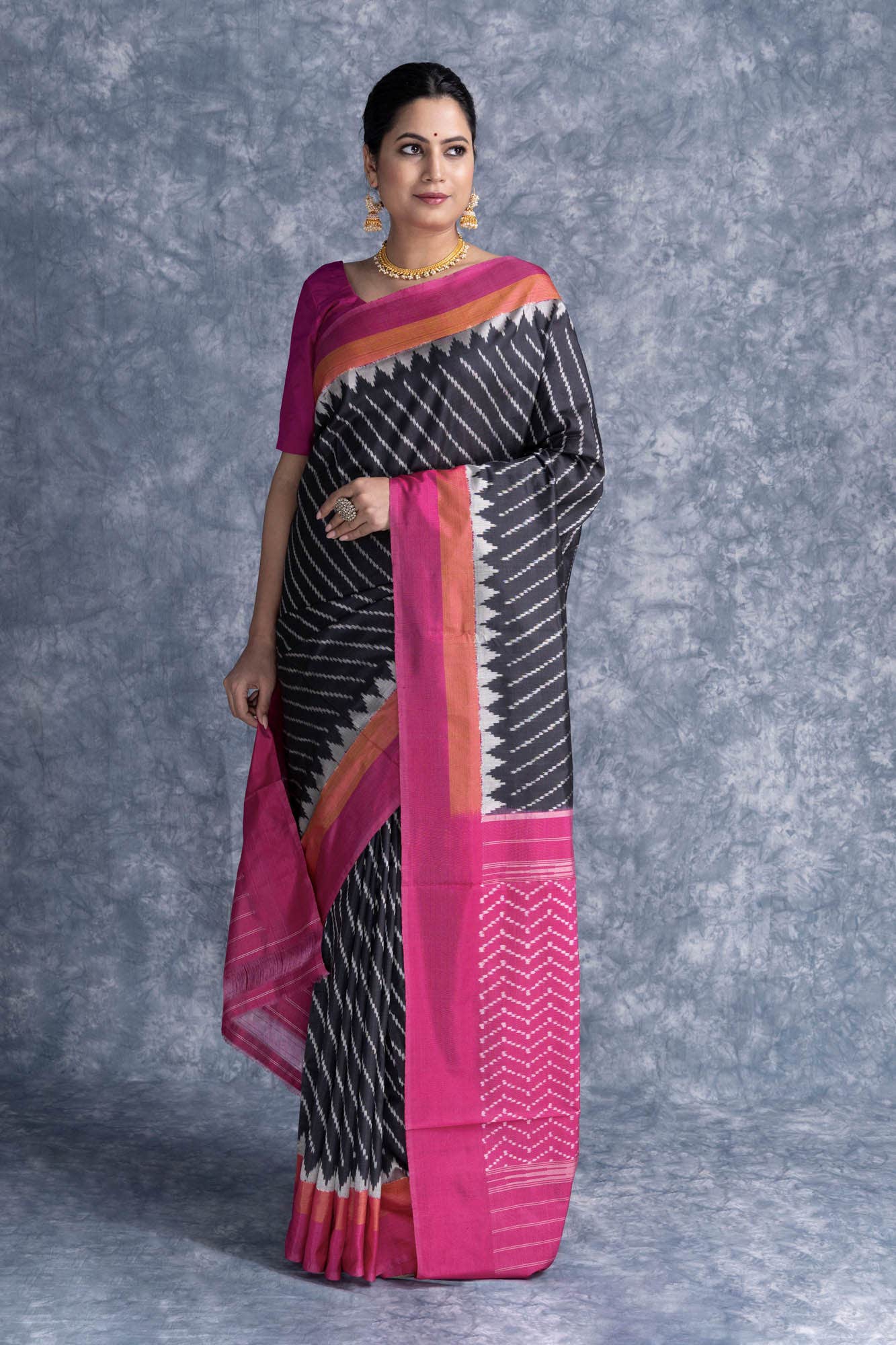 Black Pochampally Saree