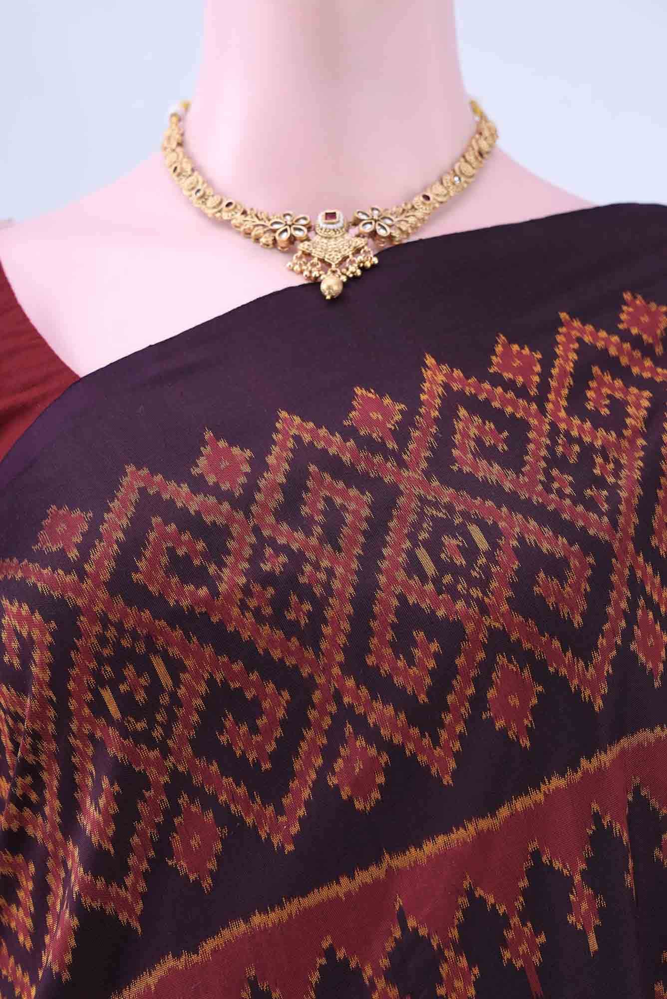 Brown Pochampally Silk Saree