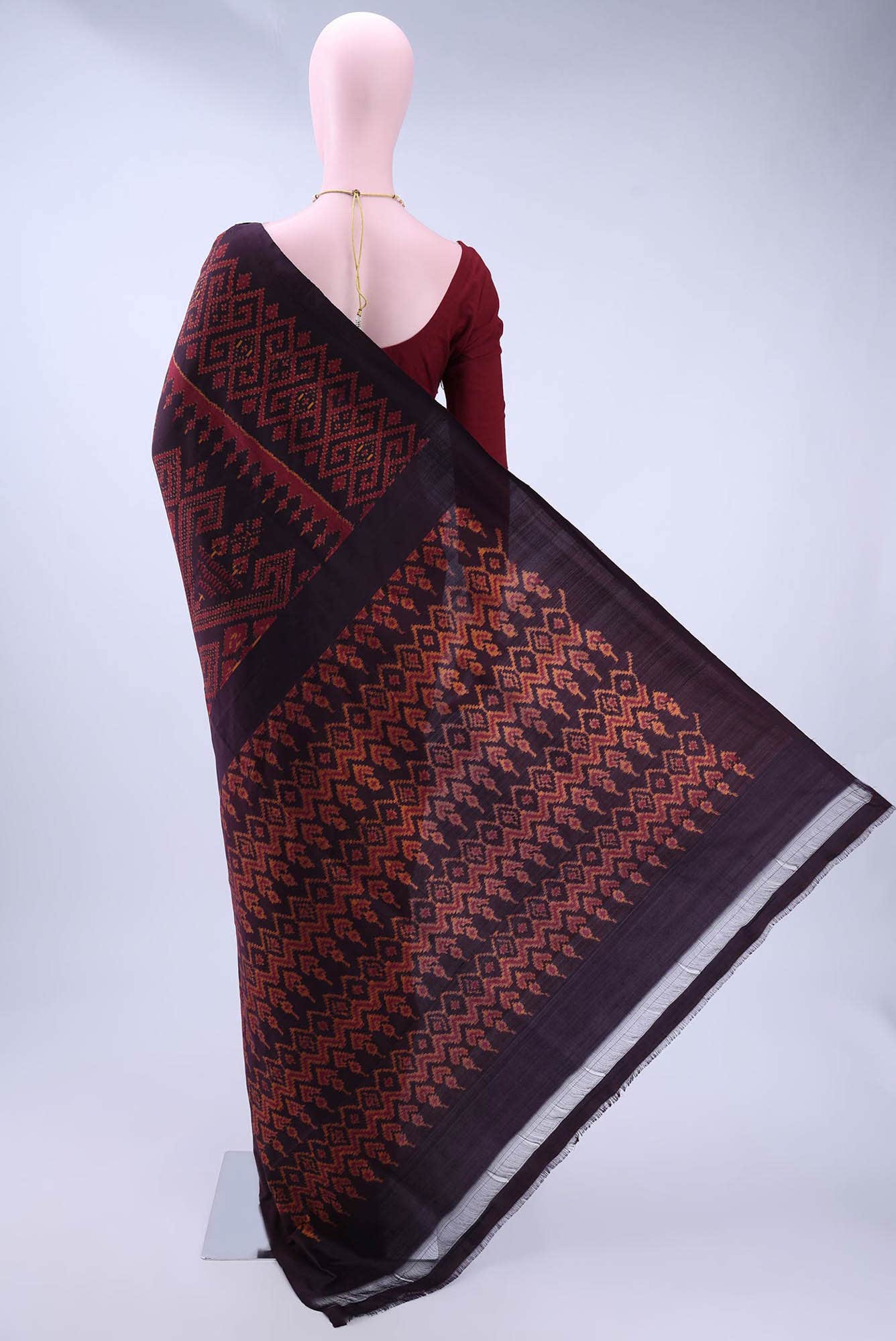 Brown Pochampally Silk Saree