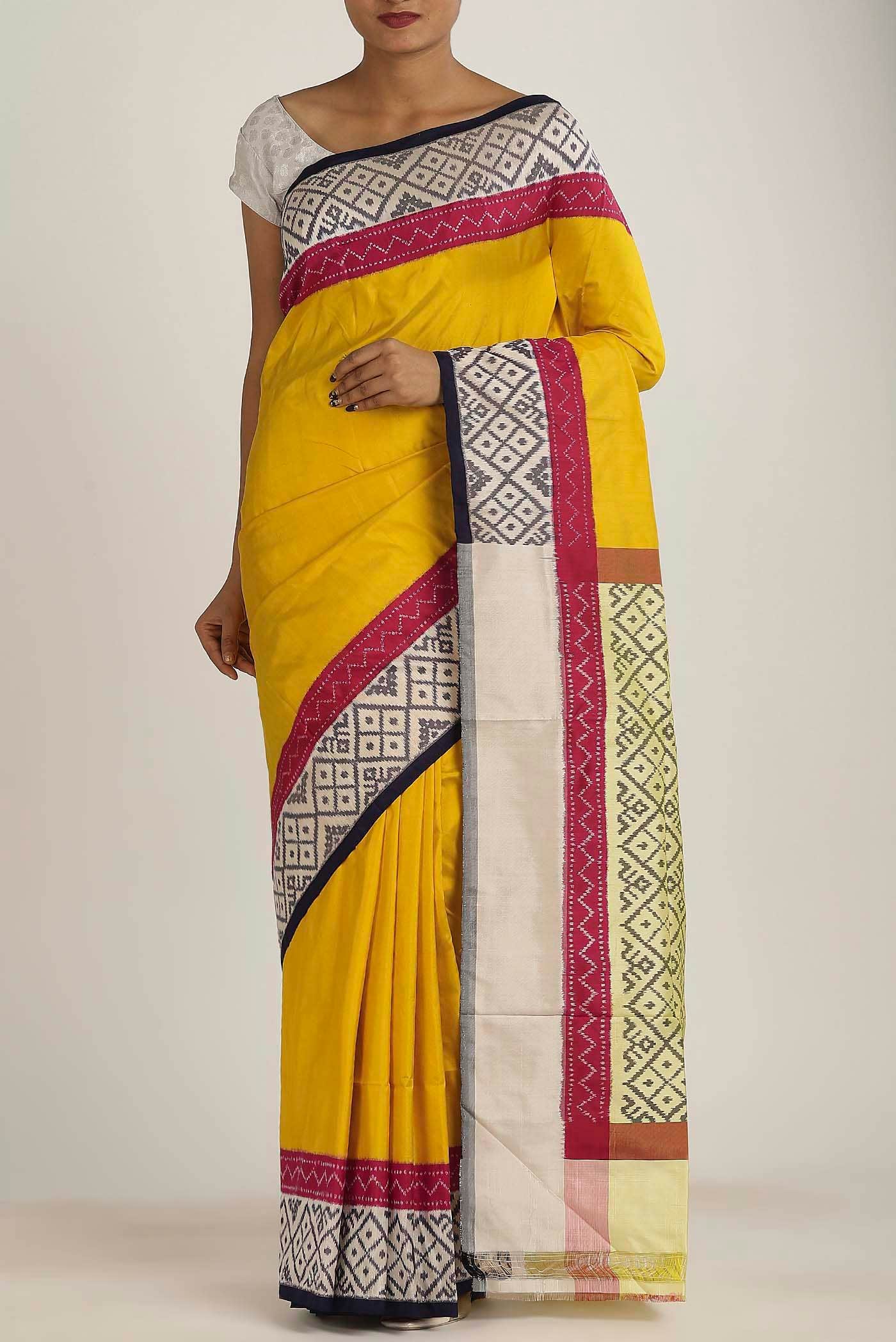Yellow Pochampally Silk Saree
