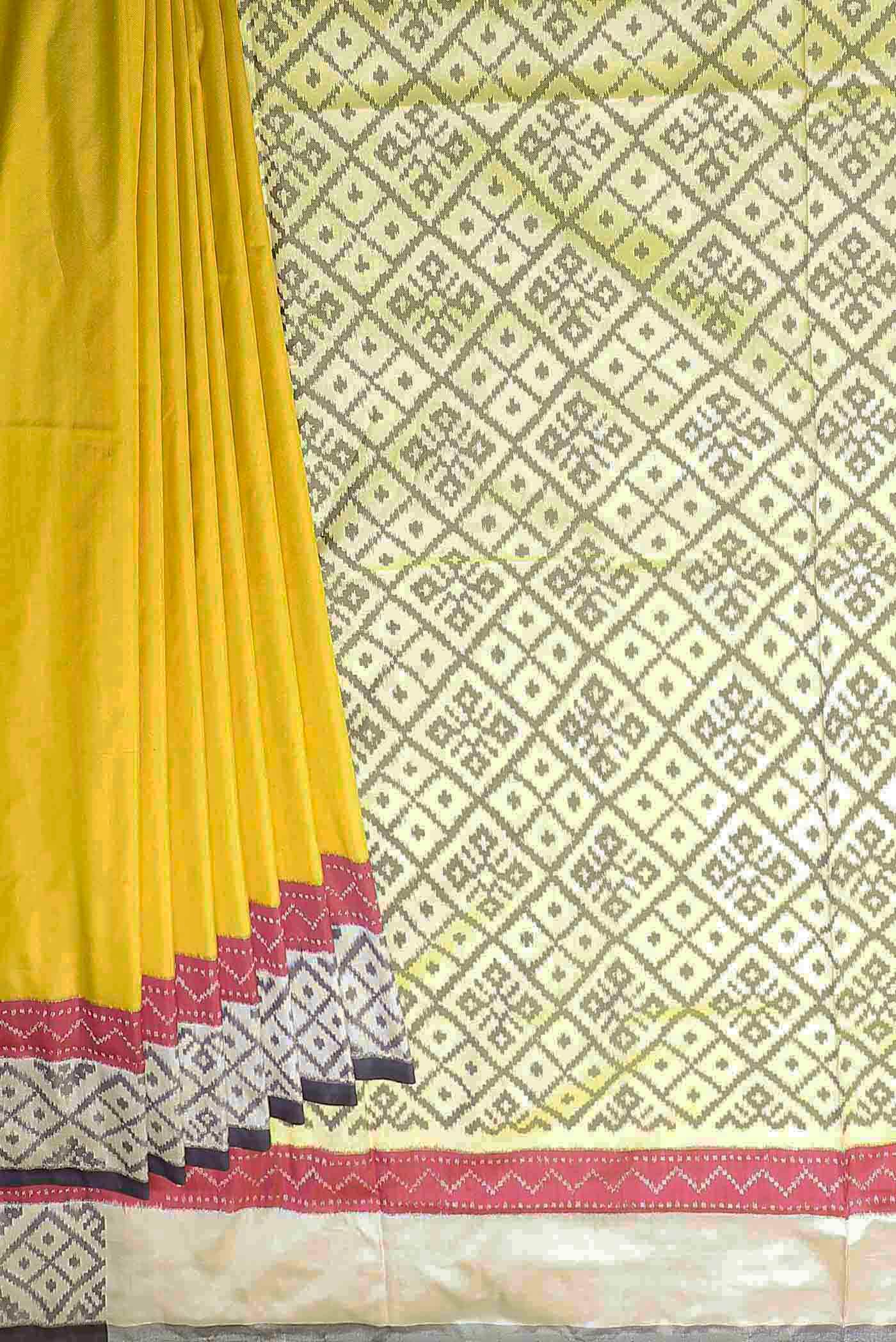Yellow Pochampally Silk Saree