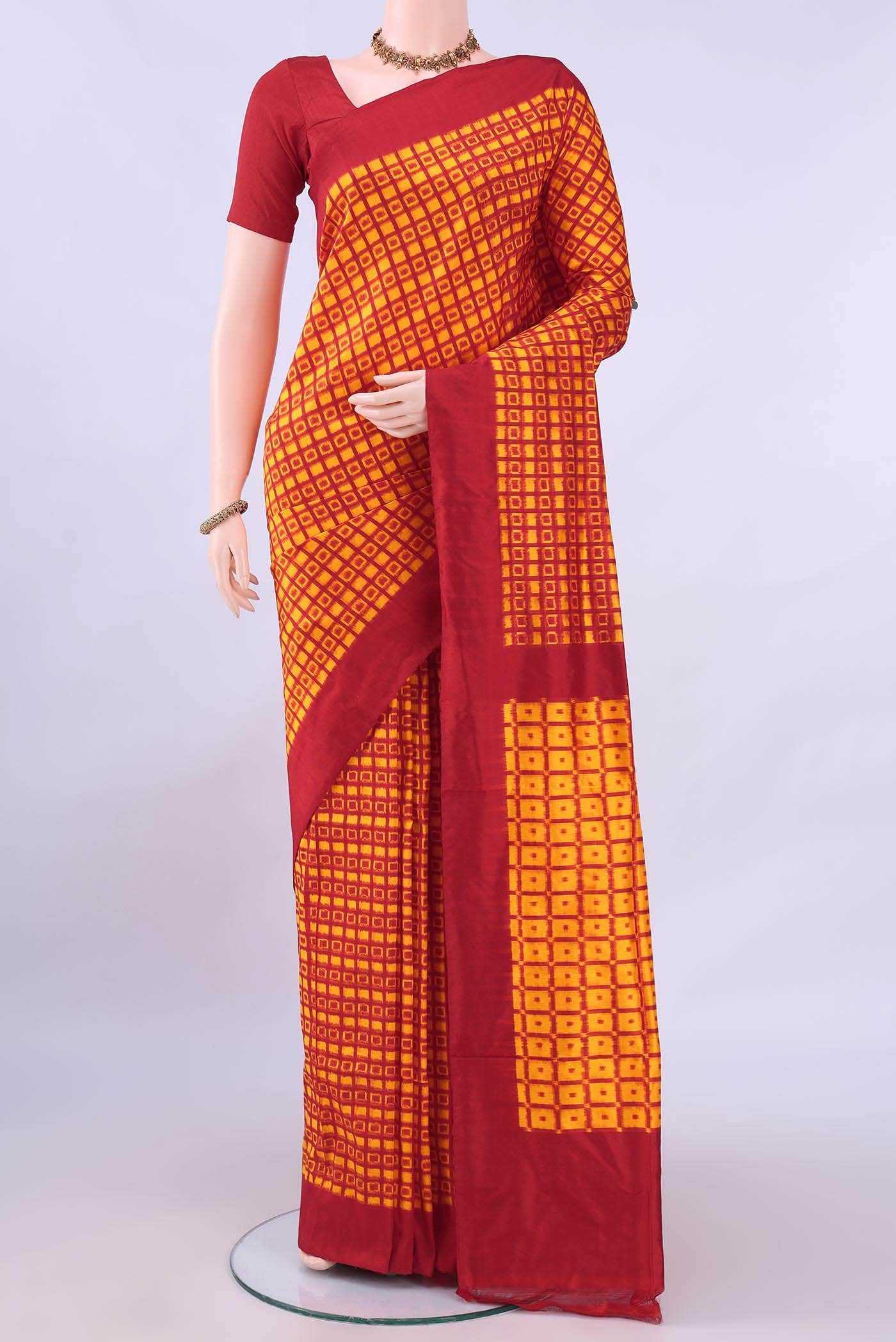 Yellow Pochampally Silk Saree