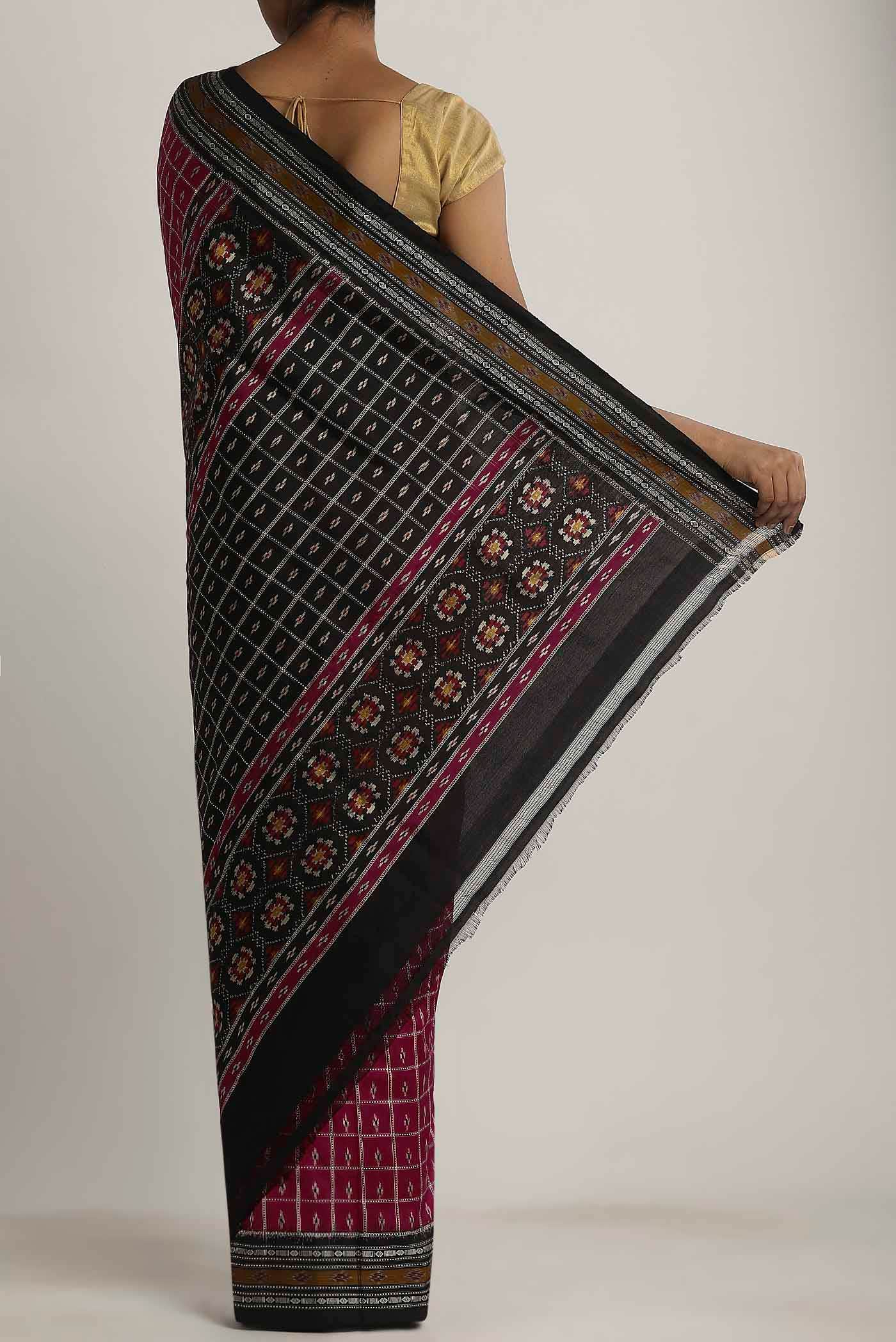 Magenta Pochampally Silk Saree