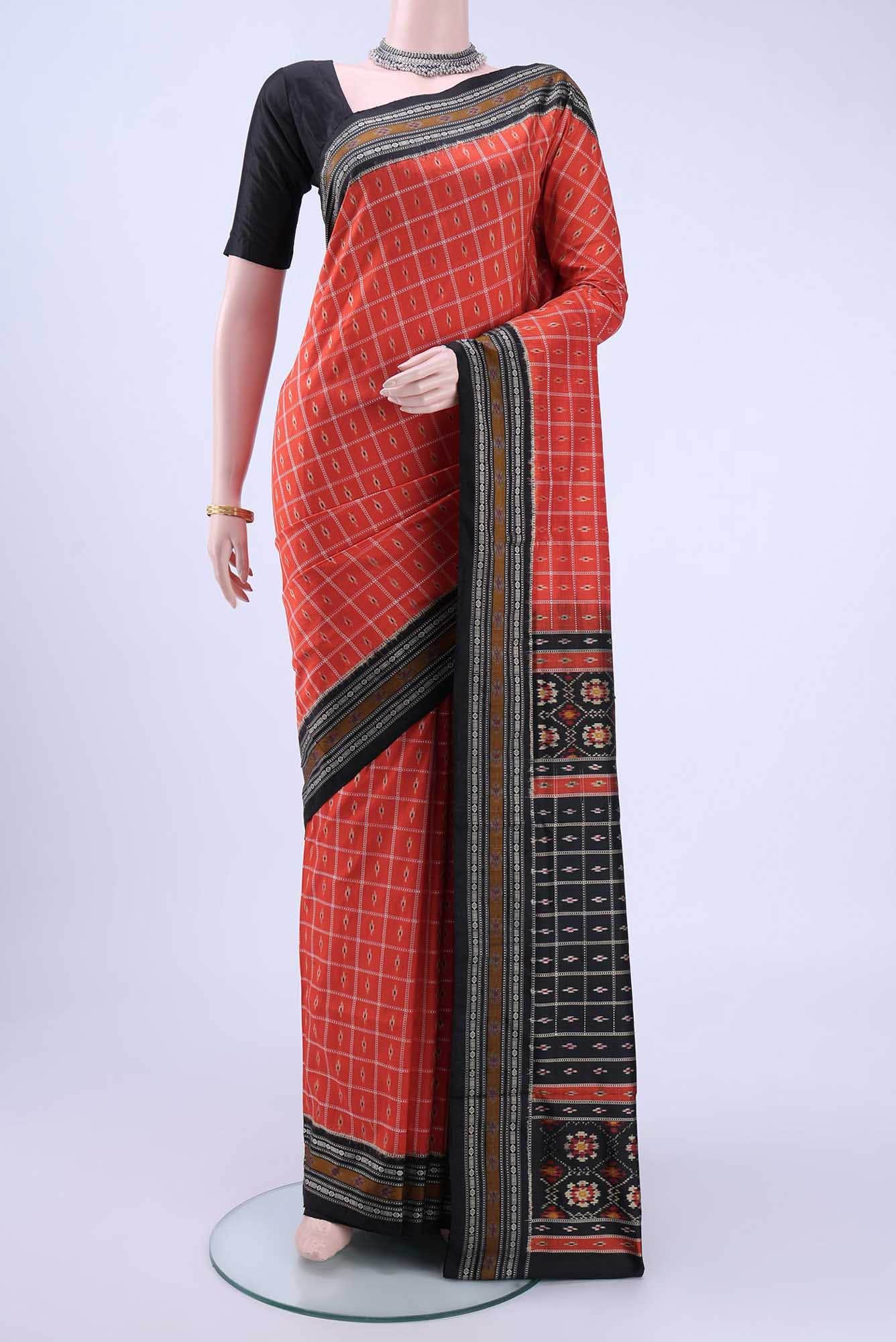 Orange Pochampally Silk Saree