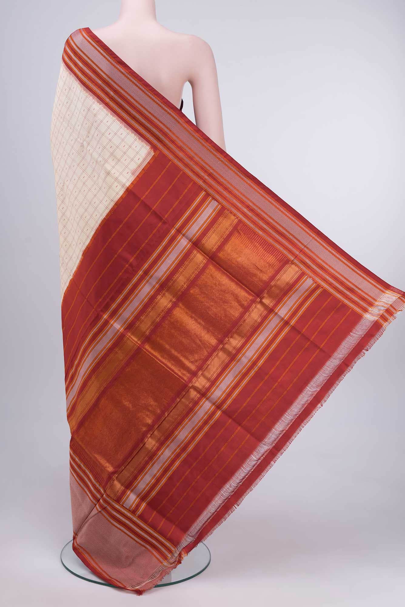 Cream Pochampally Saree