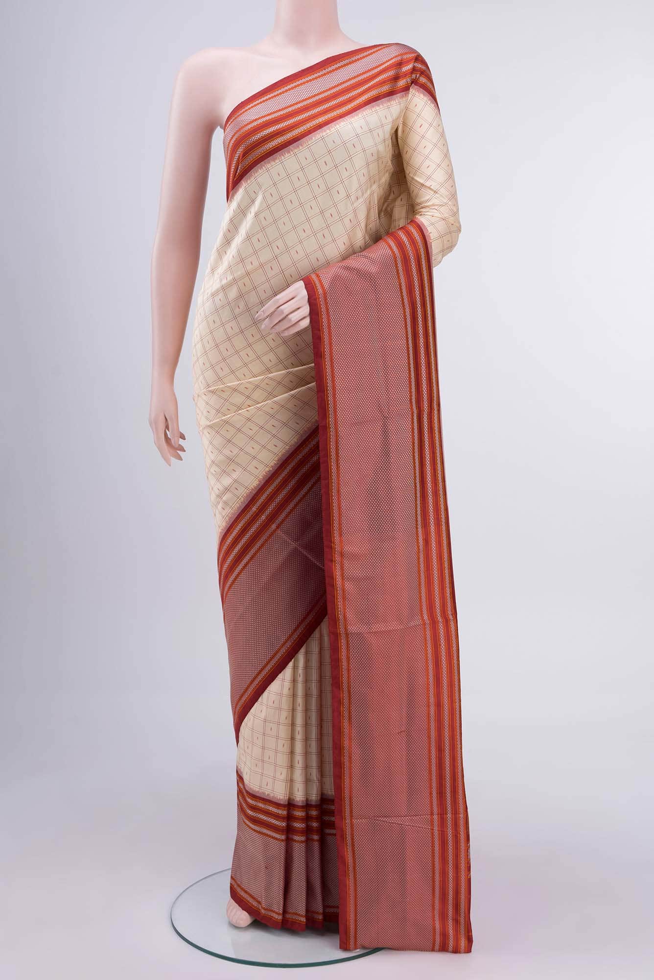 Cream Pochampally Saree