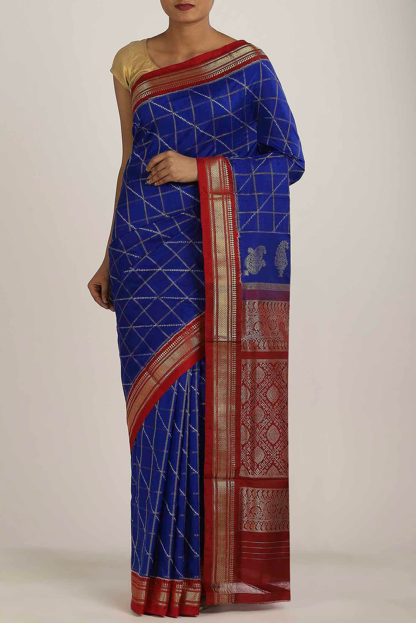 Royal Blue Pochampally Silk Saree