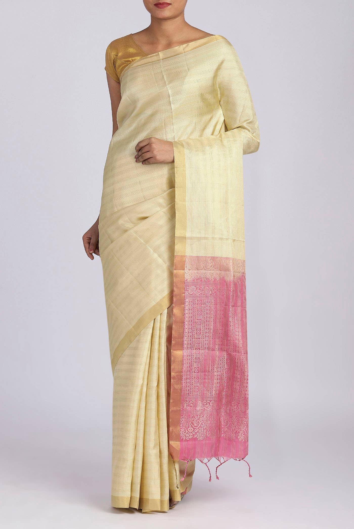 Cream Soft Silk Saree