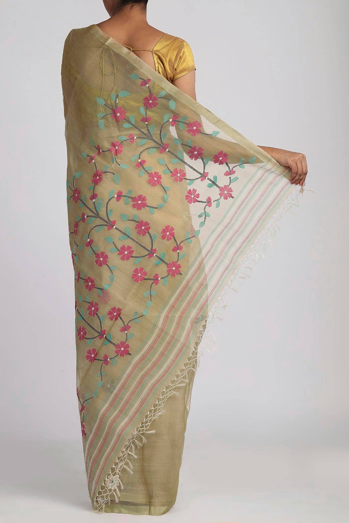 Beige Muslin Silk Saree