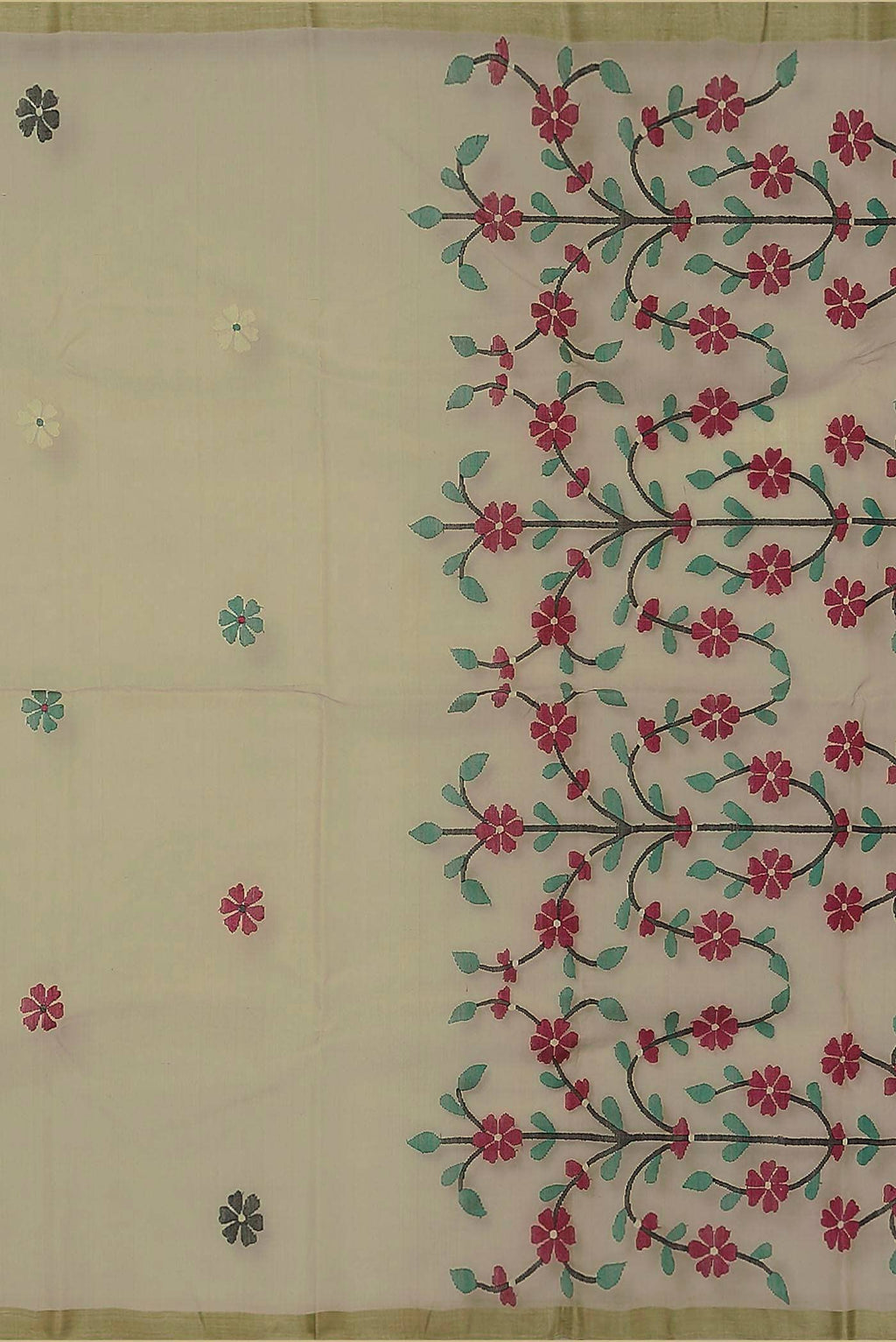 Beige Muslin Silk Saree