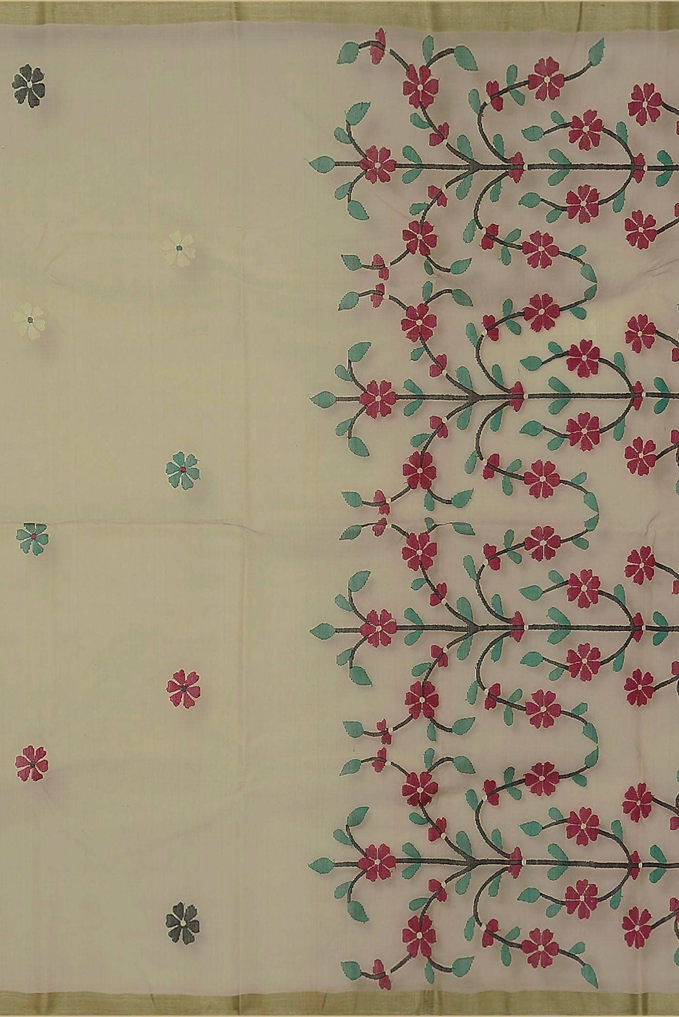 Beige Muslin Silk Saree