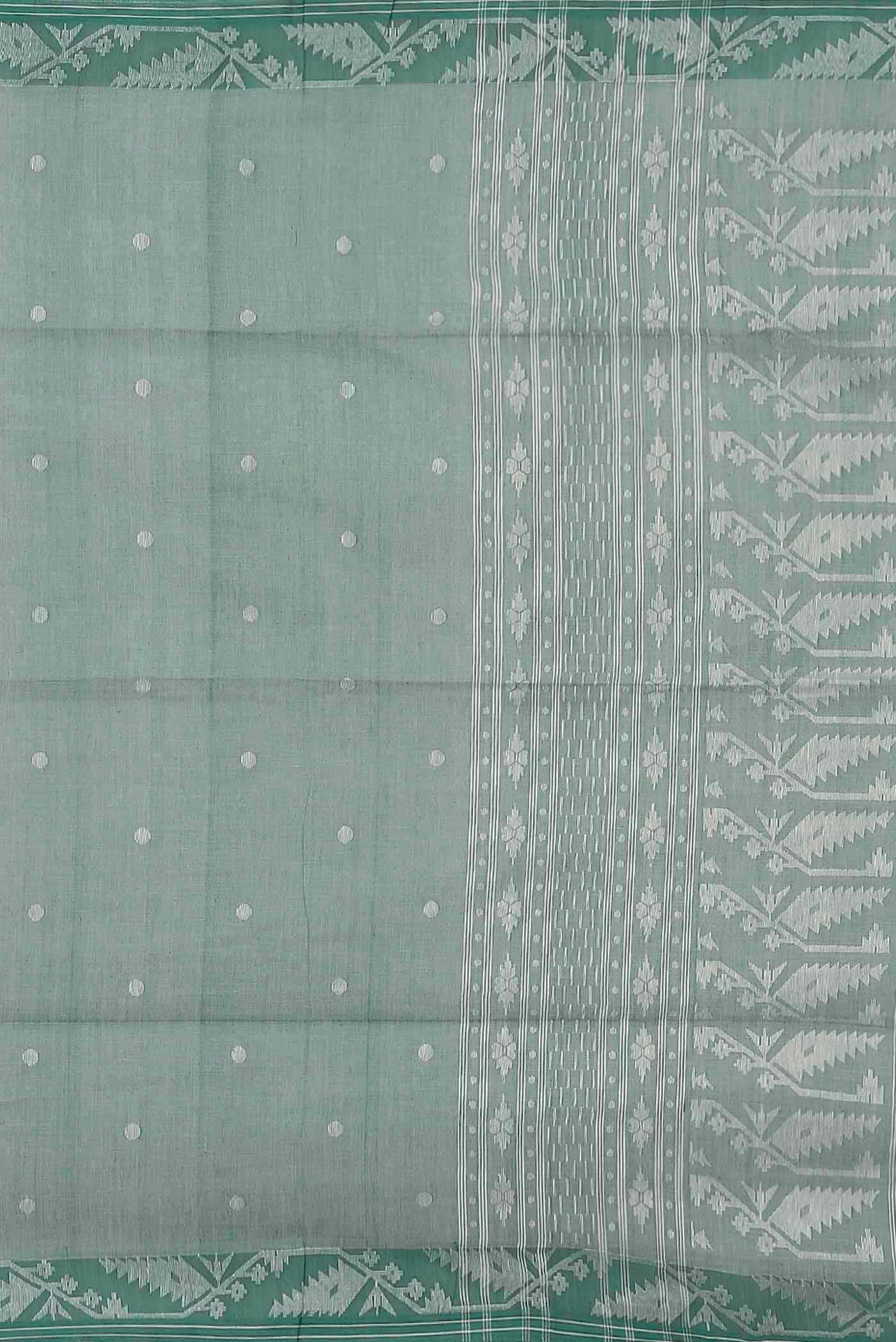 Green Jute Cotton Saree
