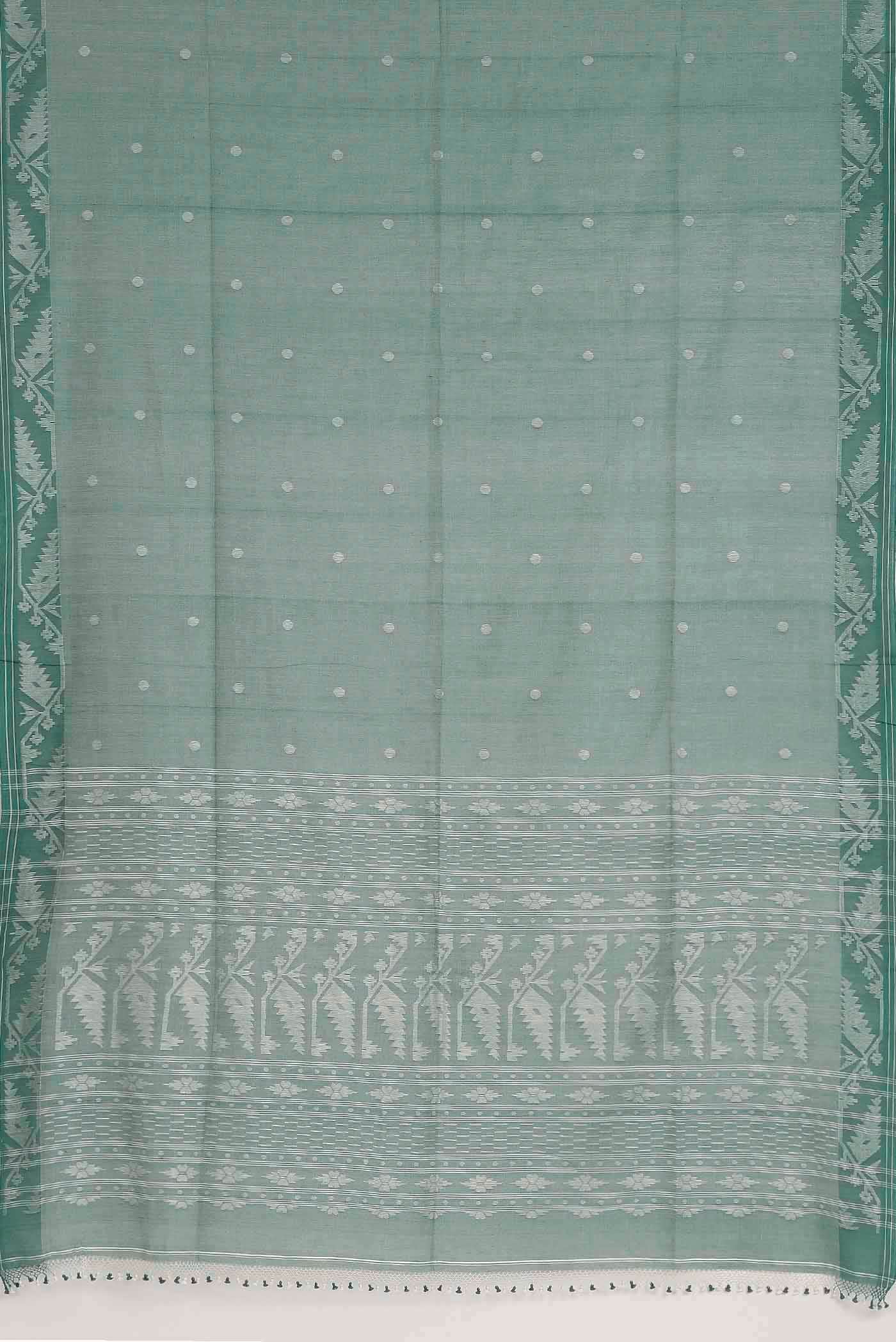 Green Jute Cotton Saree