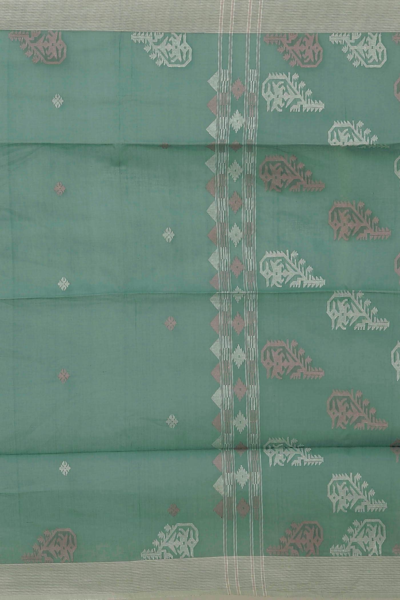 Green Jute Cotton Saree