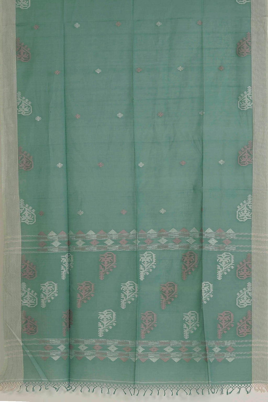 Green Jute Cotton Saree