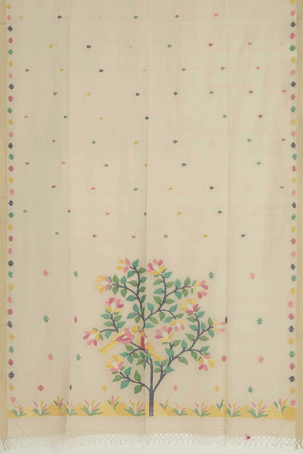 Beige Jute Cotton Saree