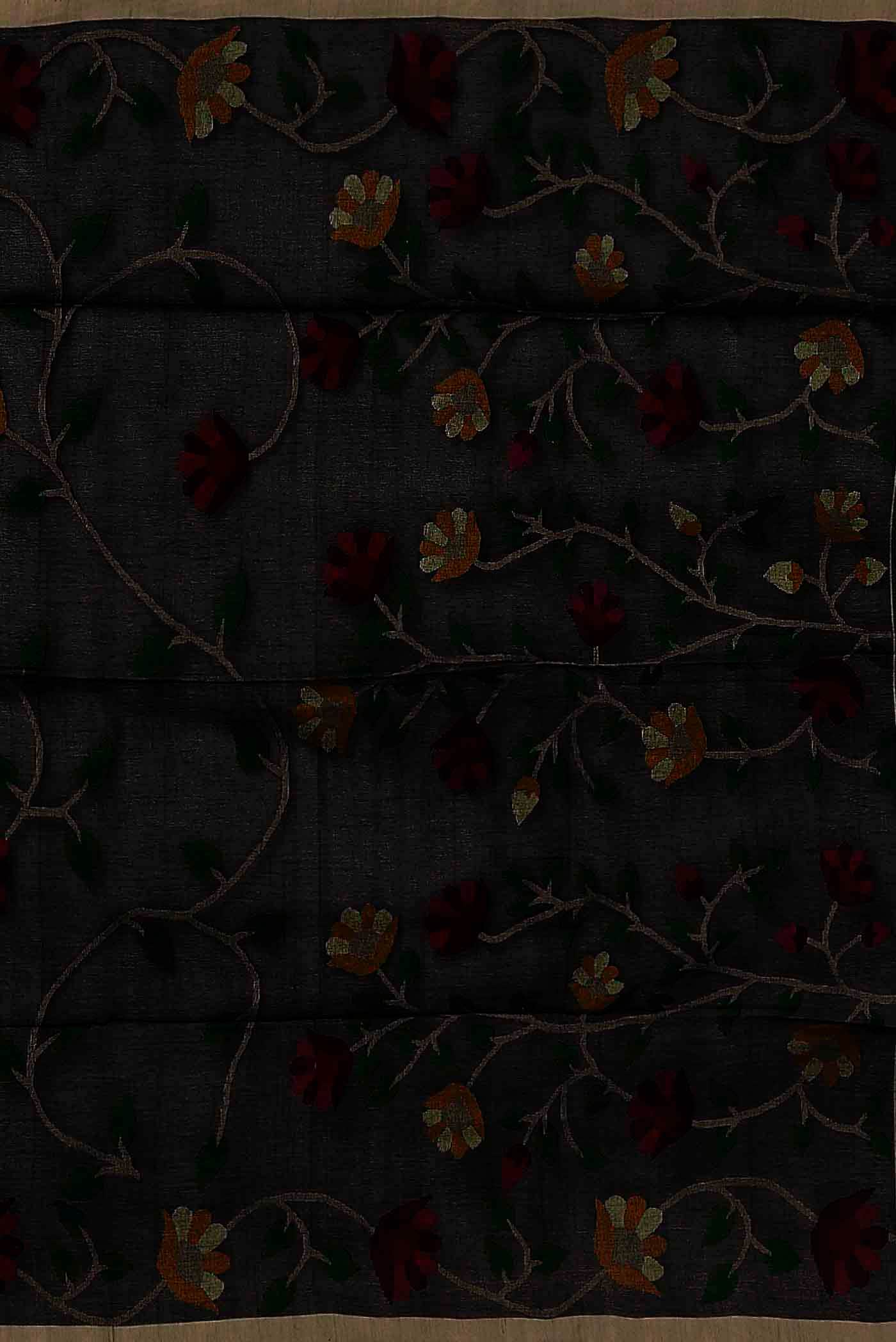 Black Jute Cotton Saree