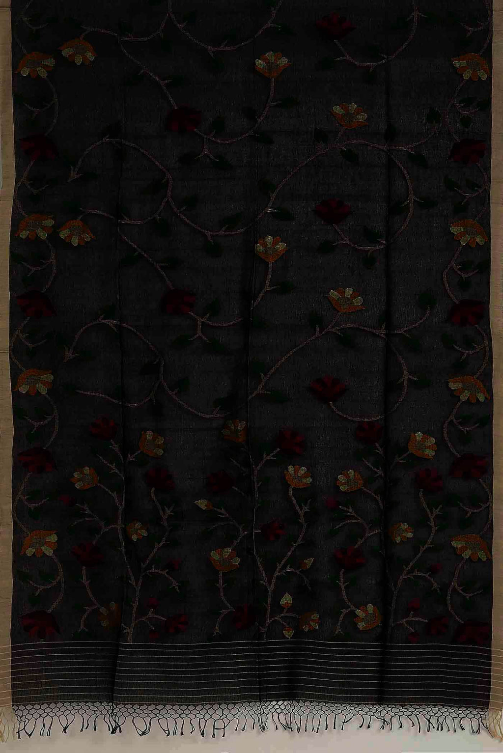 Black Jute Cotton Saree