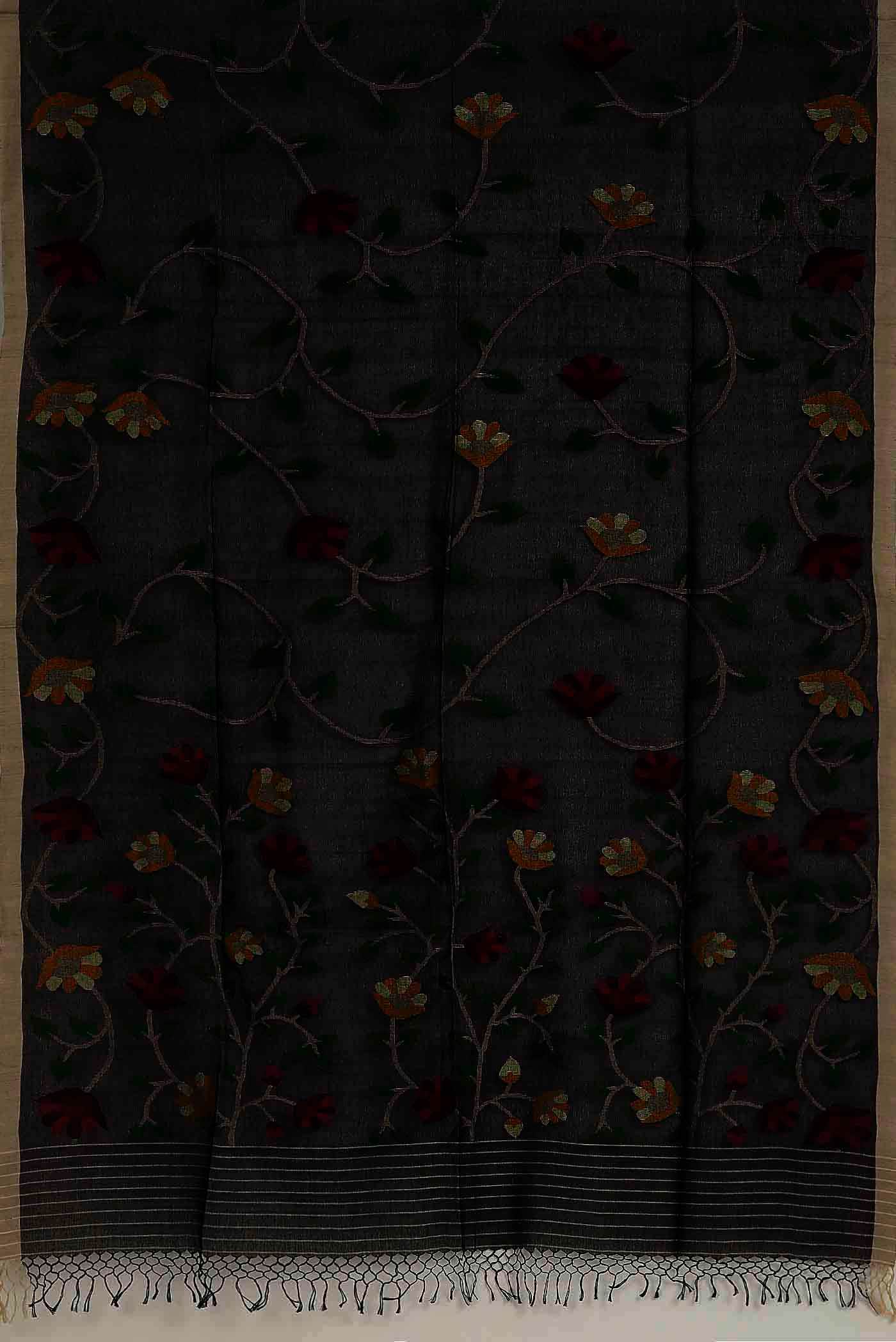Black Jute Cotton Saree