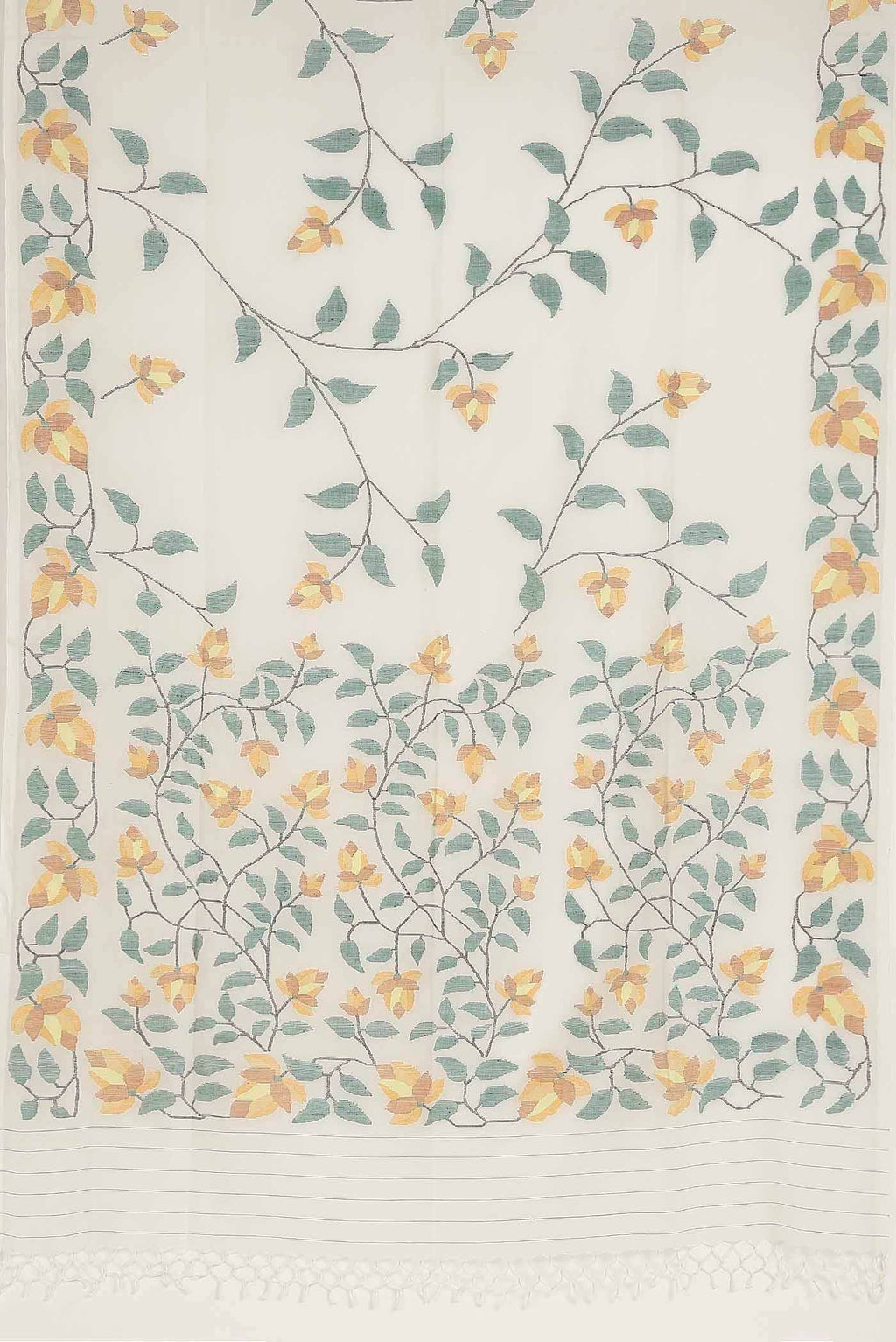 Cream Jute Cotton Saree