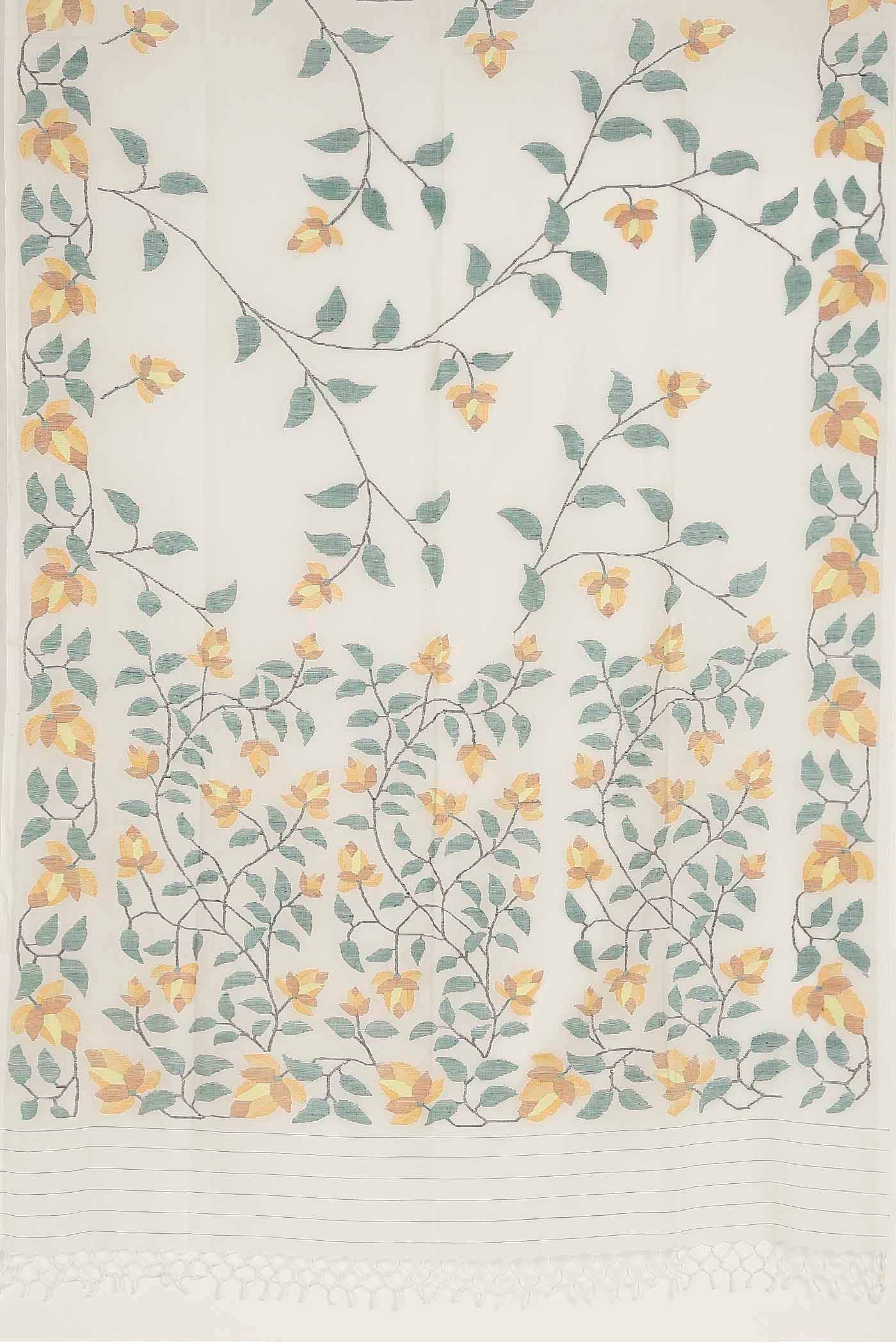 Cream Jute Cotton Saree