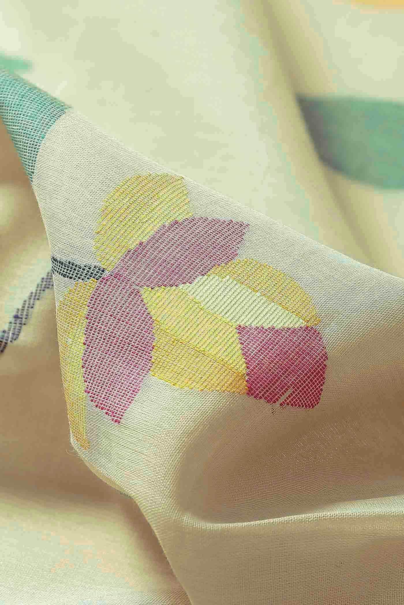 Beige Jute Cotton Saree