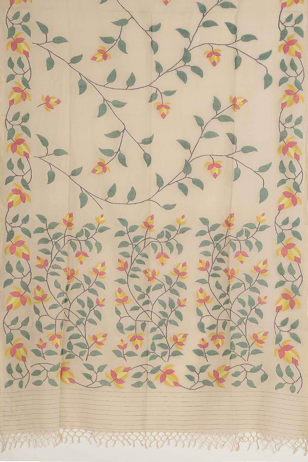 Beige Jute Cotton Saree