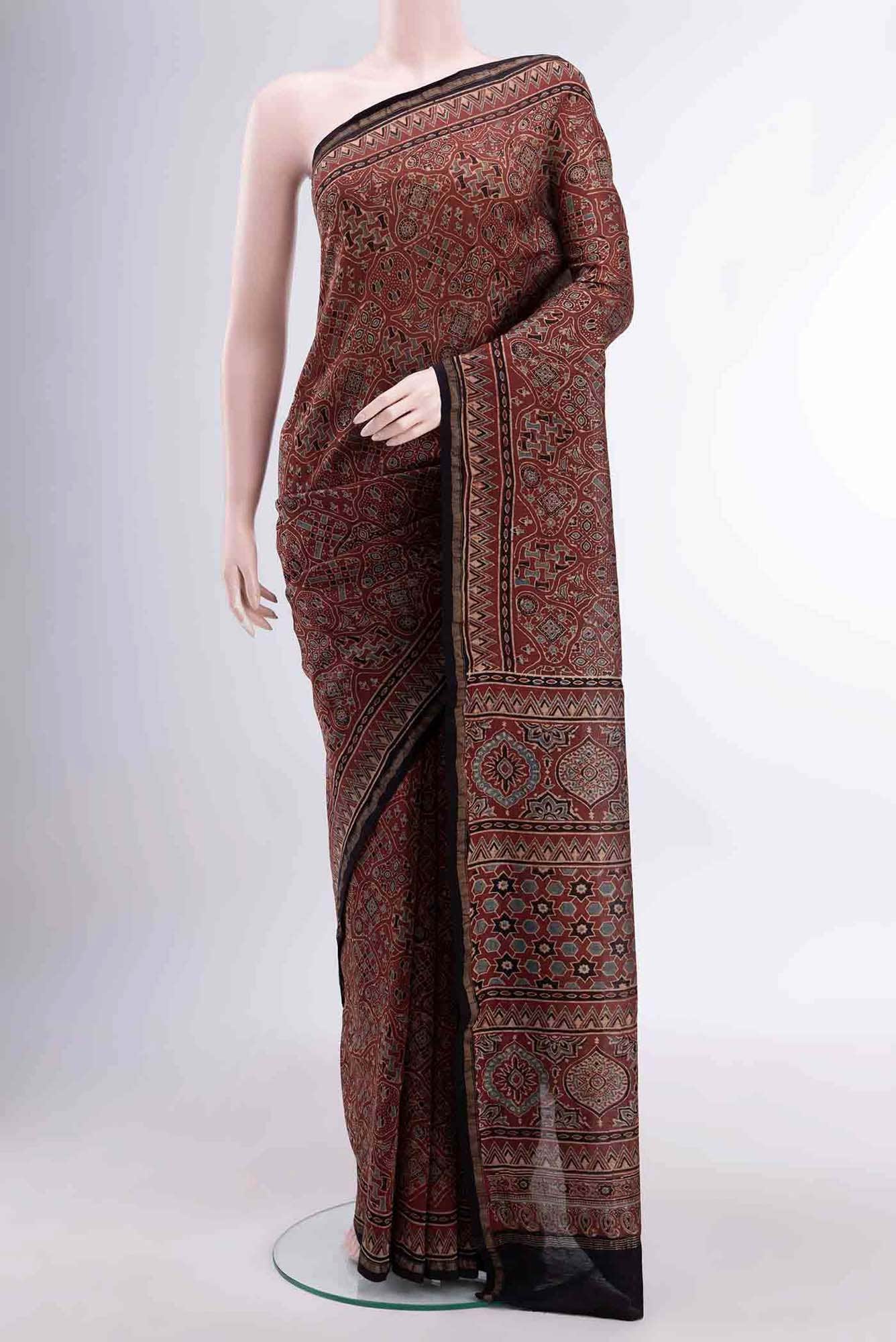 Maroon Chanderi Silk Cotton Saree