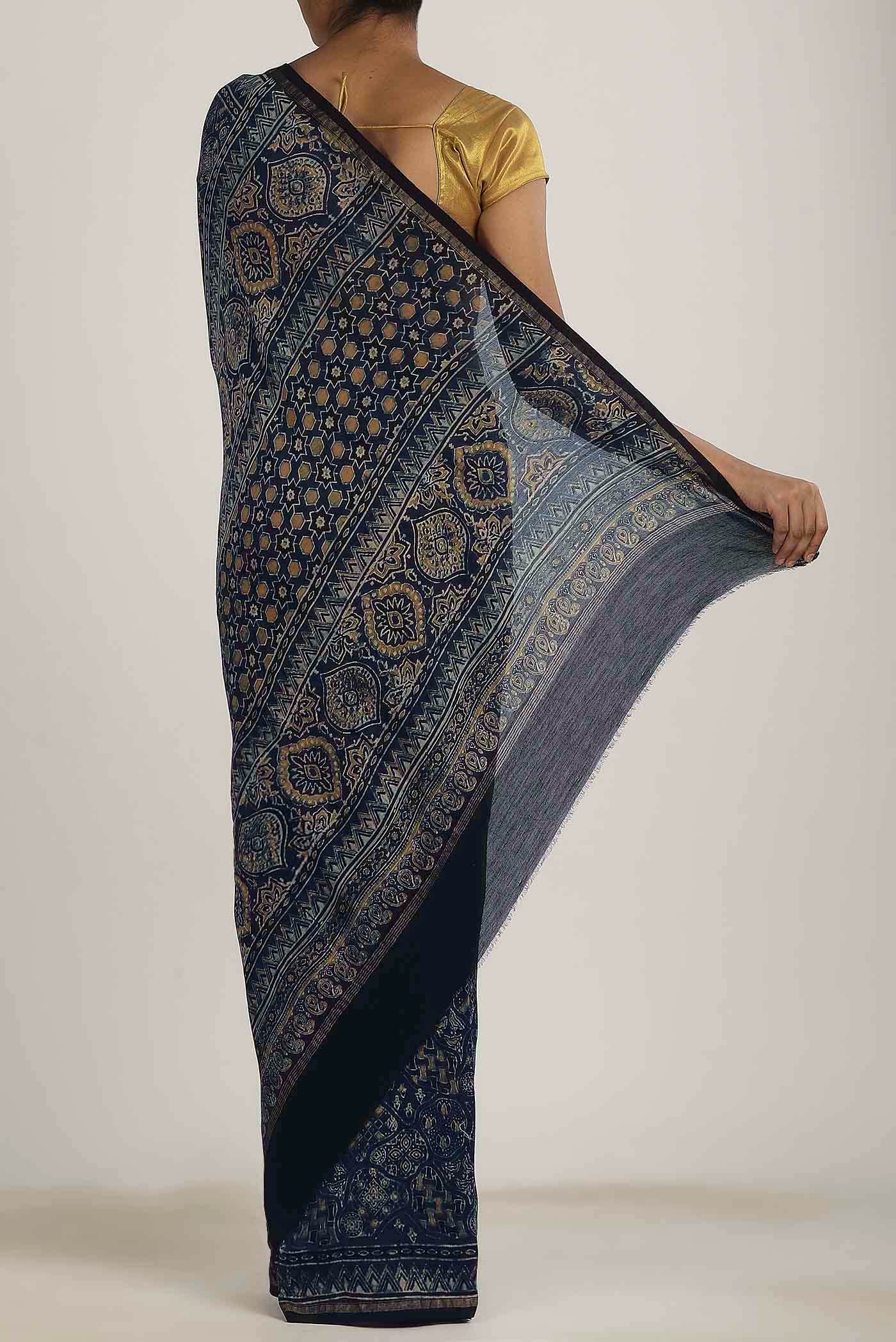 Blue Chanderi Silk Cotton Saree