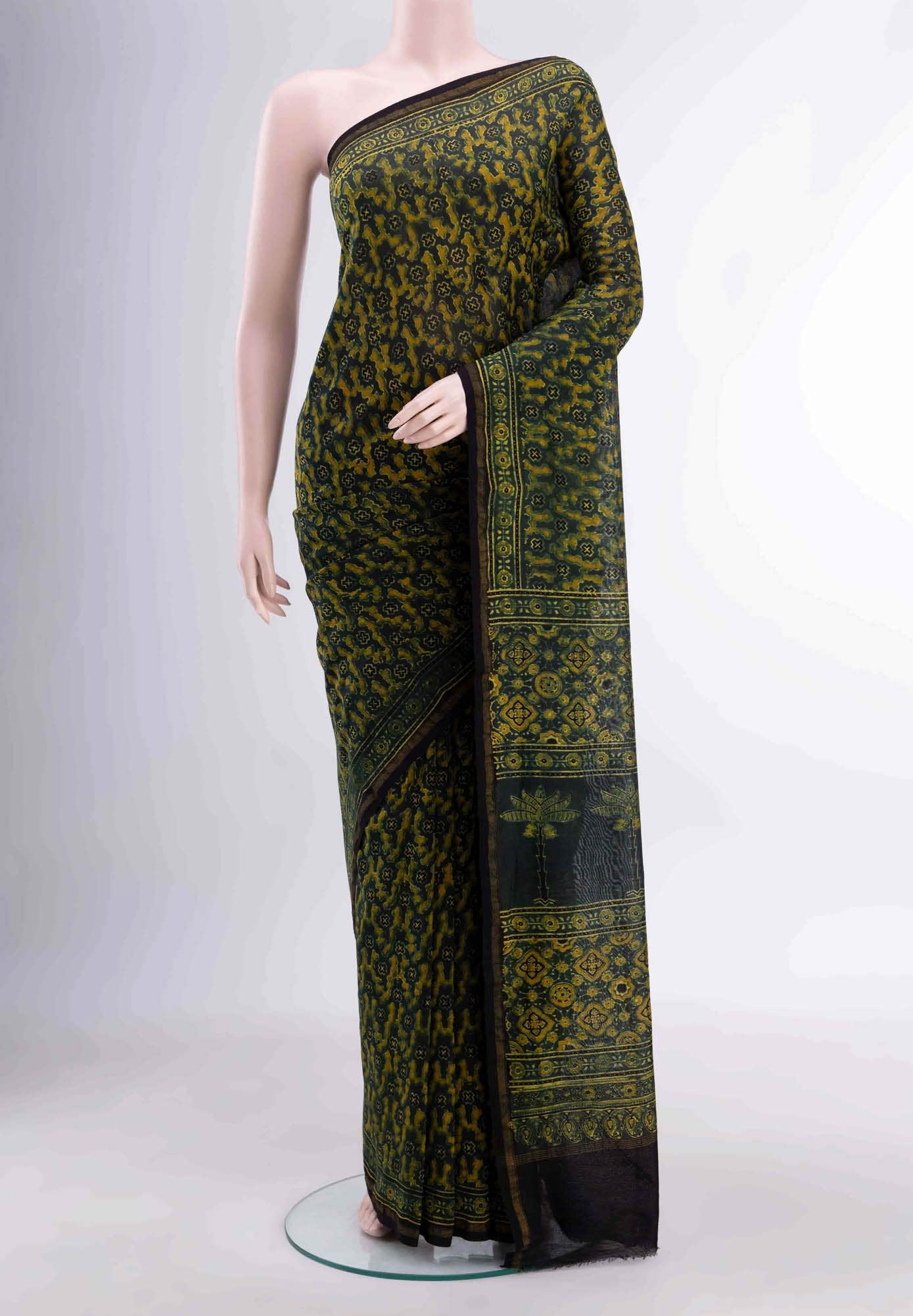 Green Chanderi Silk Cotton Saree
