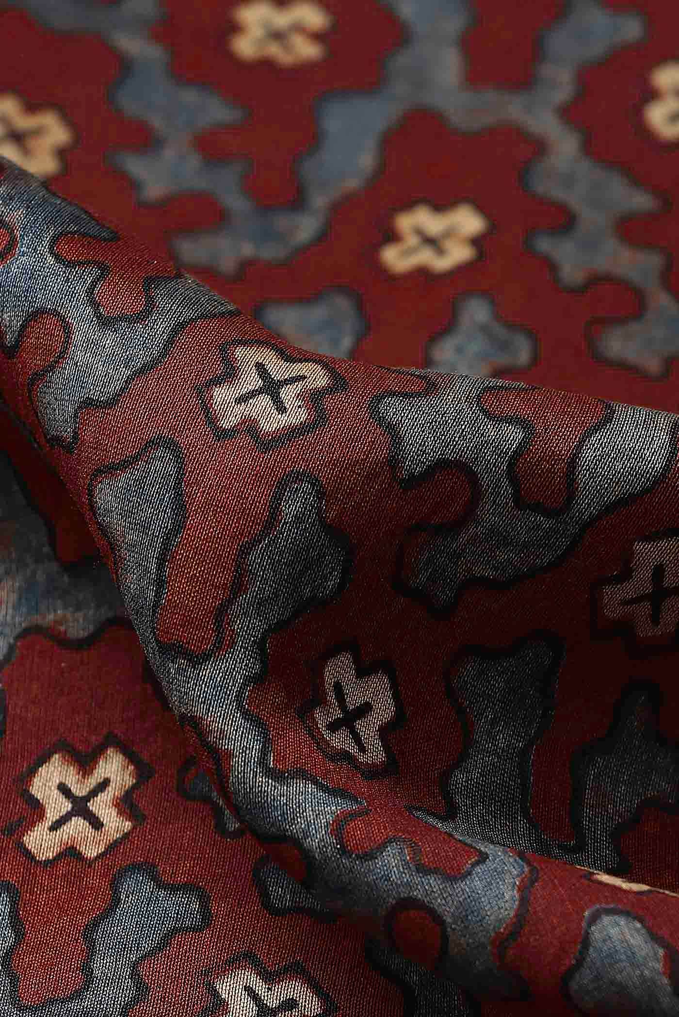 Rust Chanderi Silk Cotton Saree