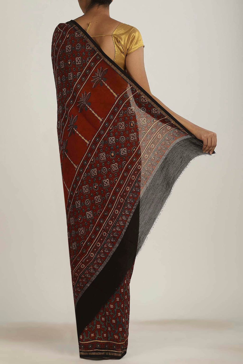 Rust Chanderi Silk Cotton Saree