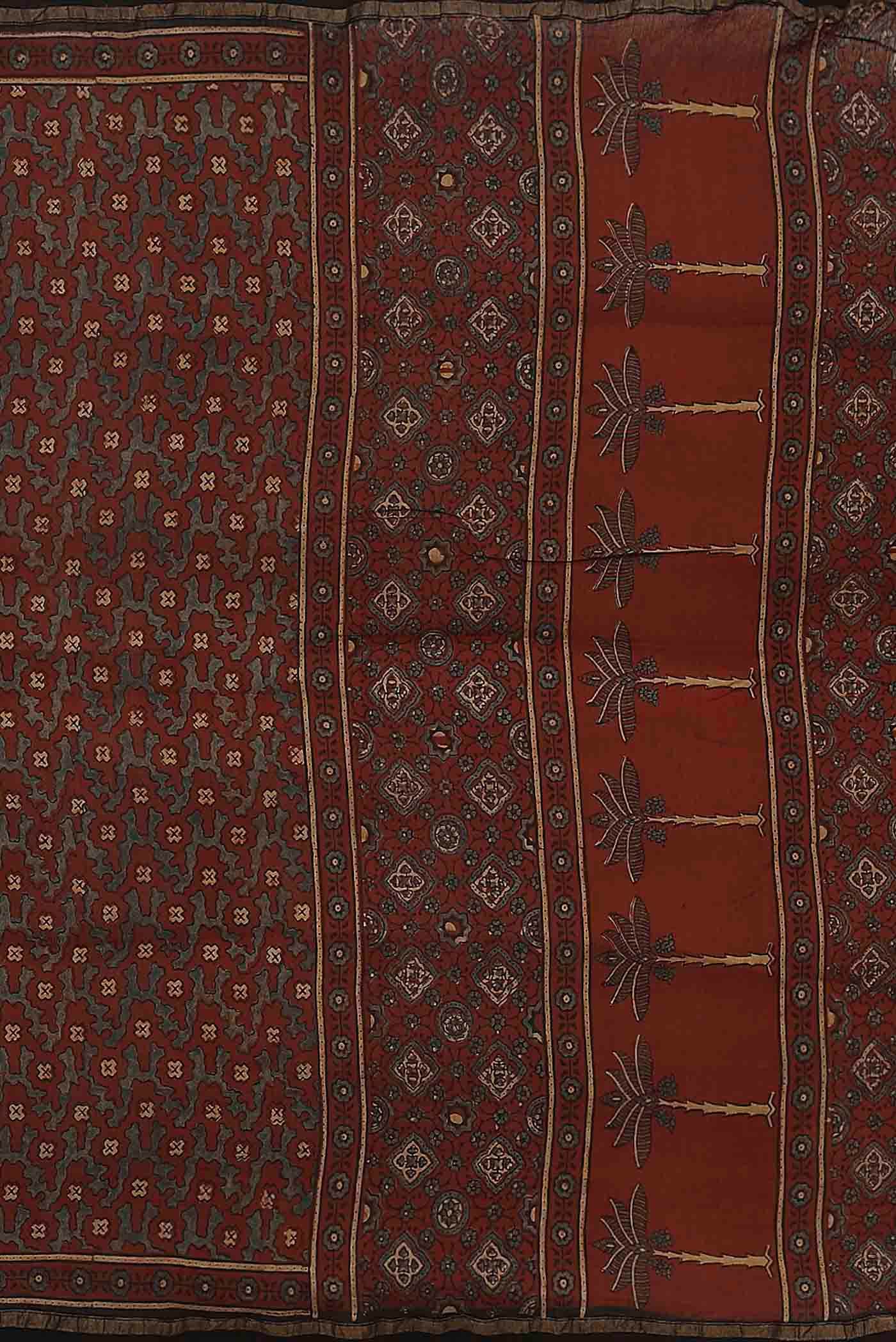 Rust Chanderi Silk Cotton Saree
