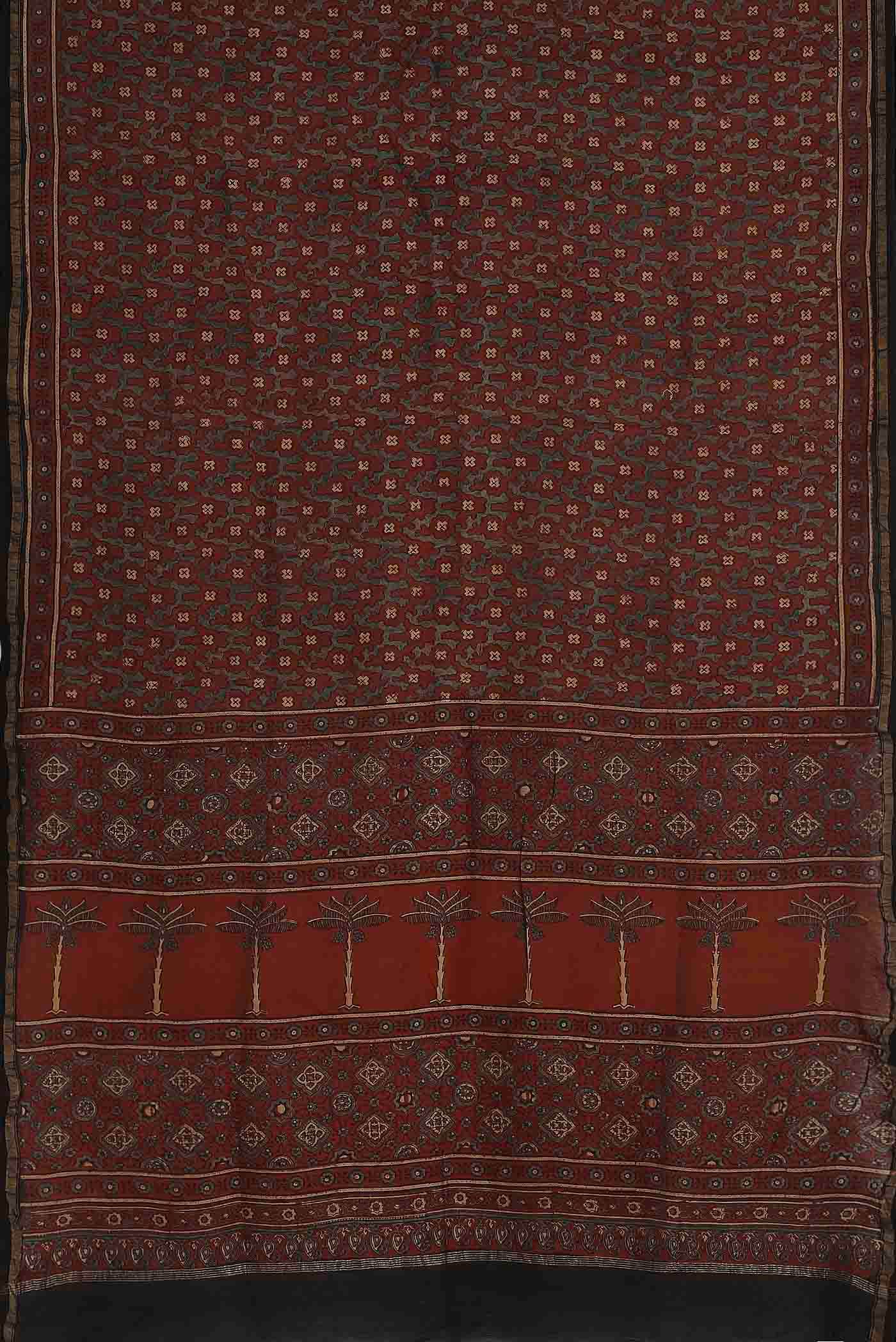 Rust Chanderi Silk Cotton Saree