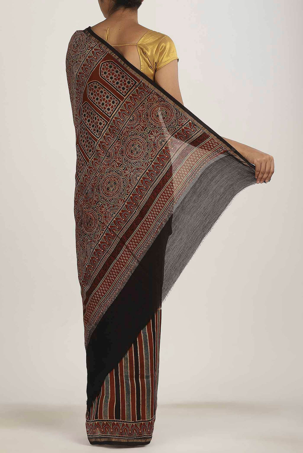 Rust Chanderi Silk Cotton Saree