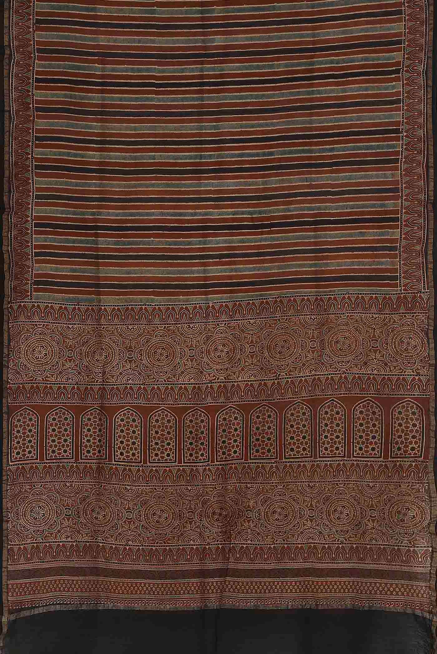 Rust Chanderi Silk Cotton Saree