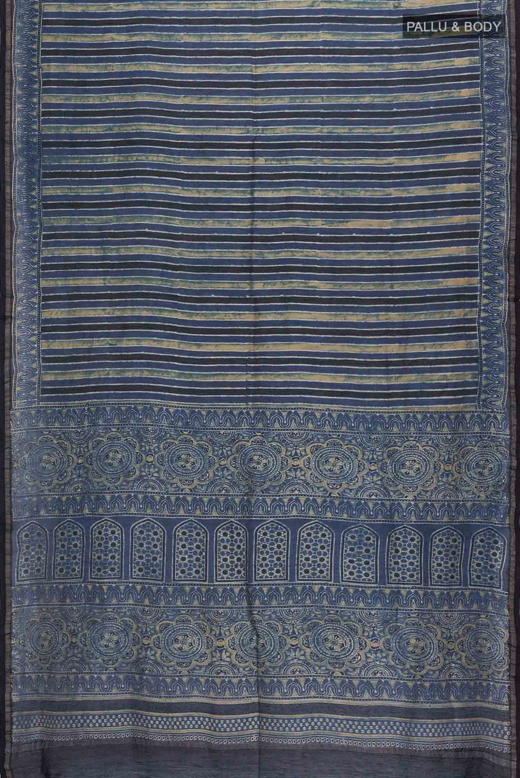 Indigo Chanderi Silk Cotton Saree