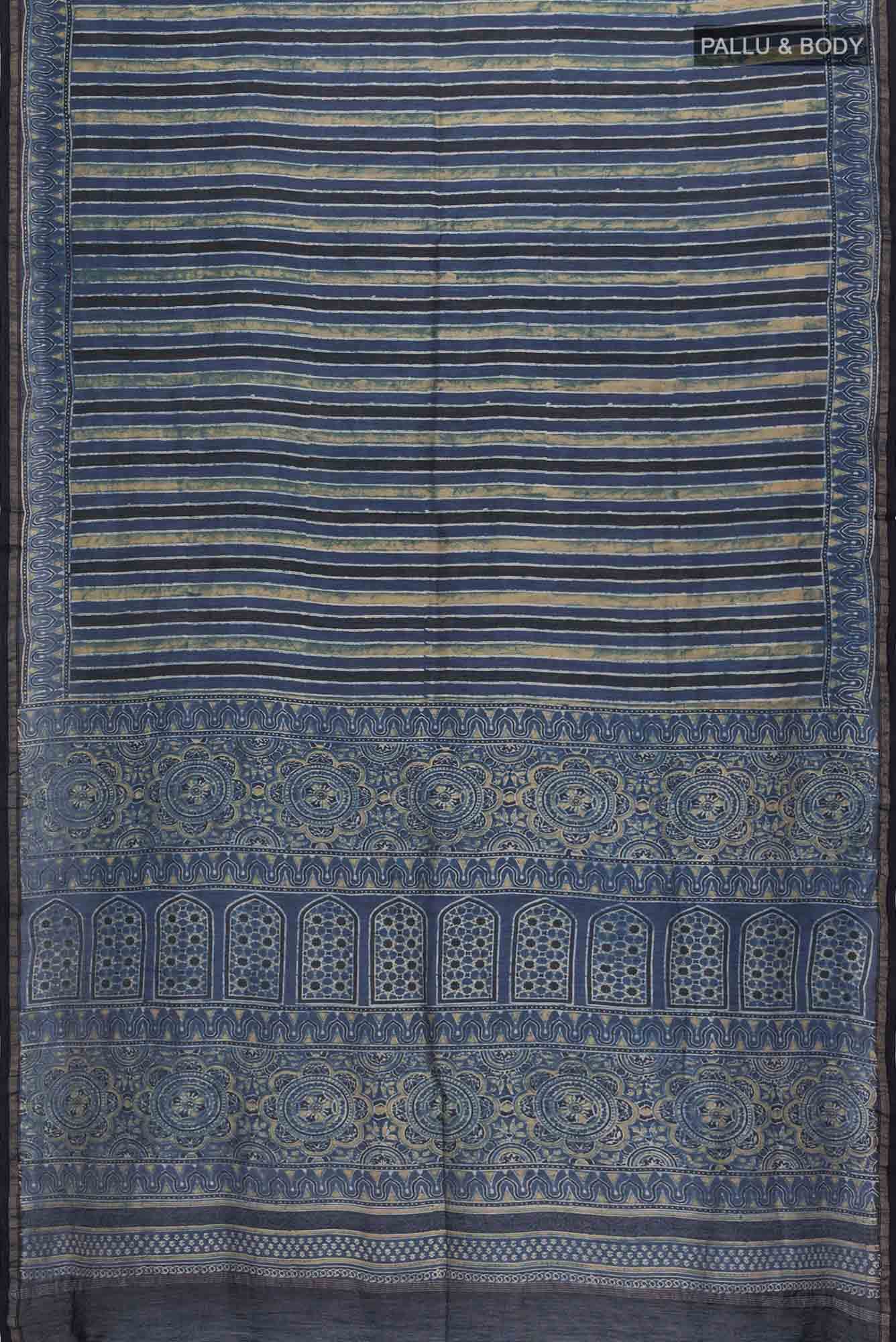 Indigo Chanderi Silk Cotton Saree