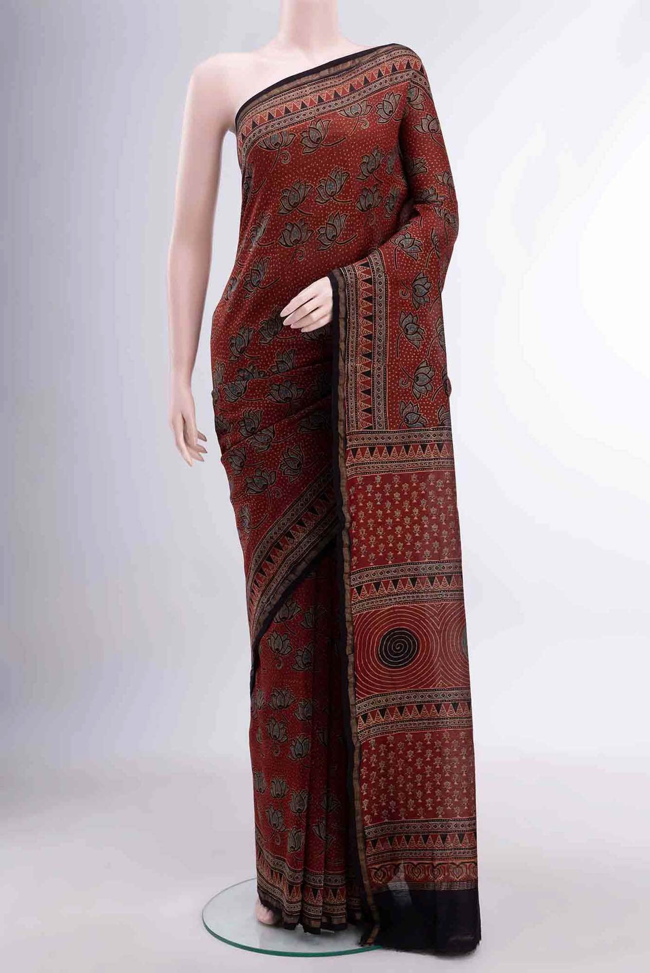Maroon Chanderi Silk Cotton Saree