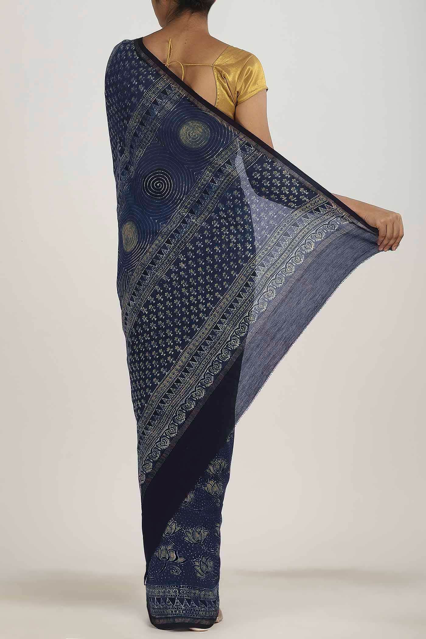 Blue Chanderi Silk Cotton Saree