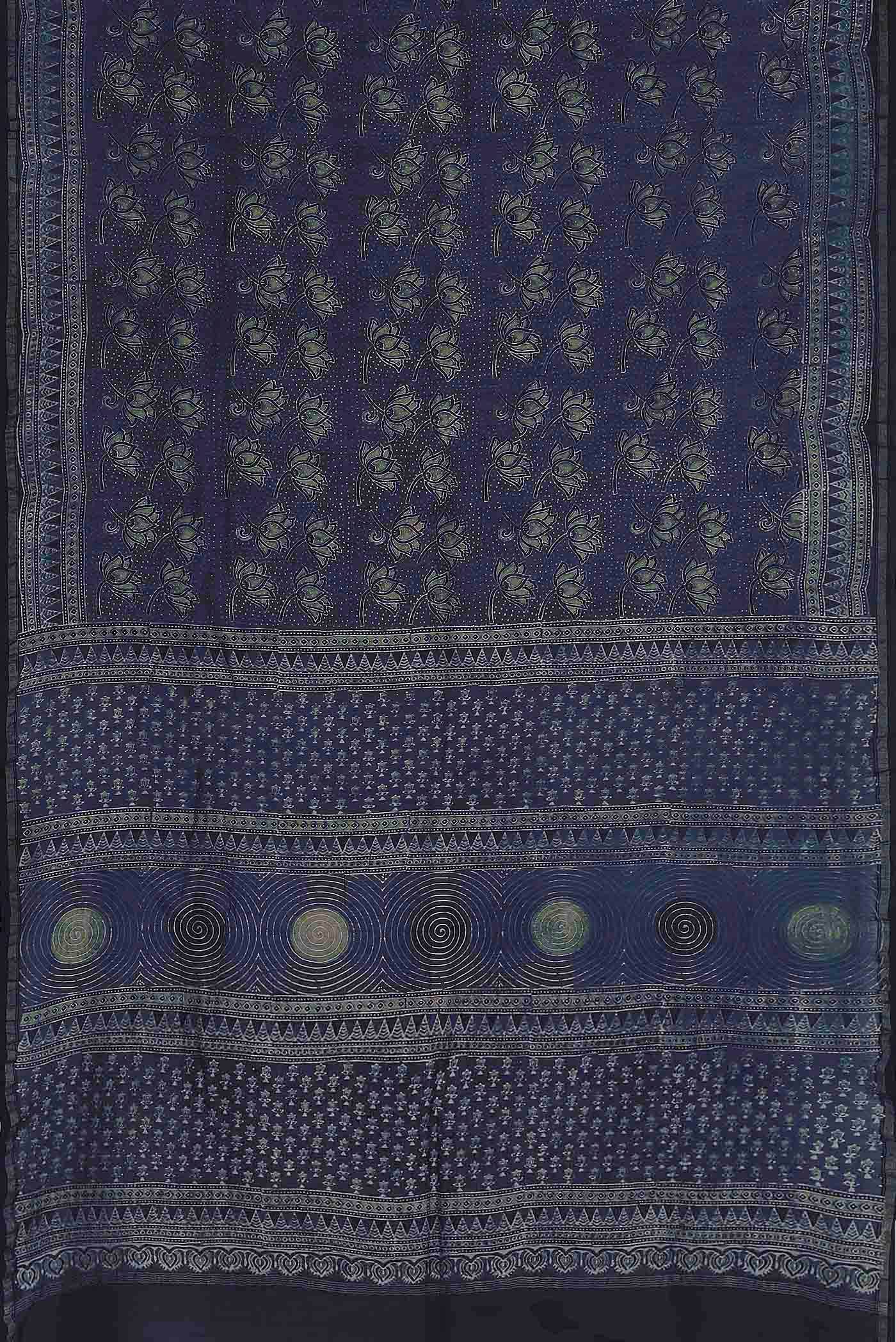 Blue Chanderi Silk Cotton Saree