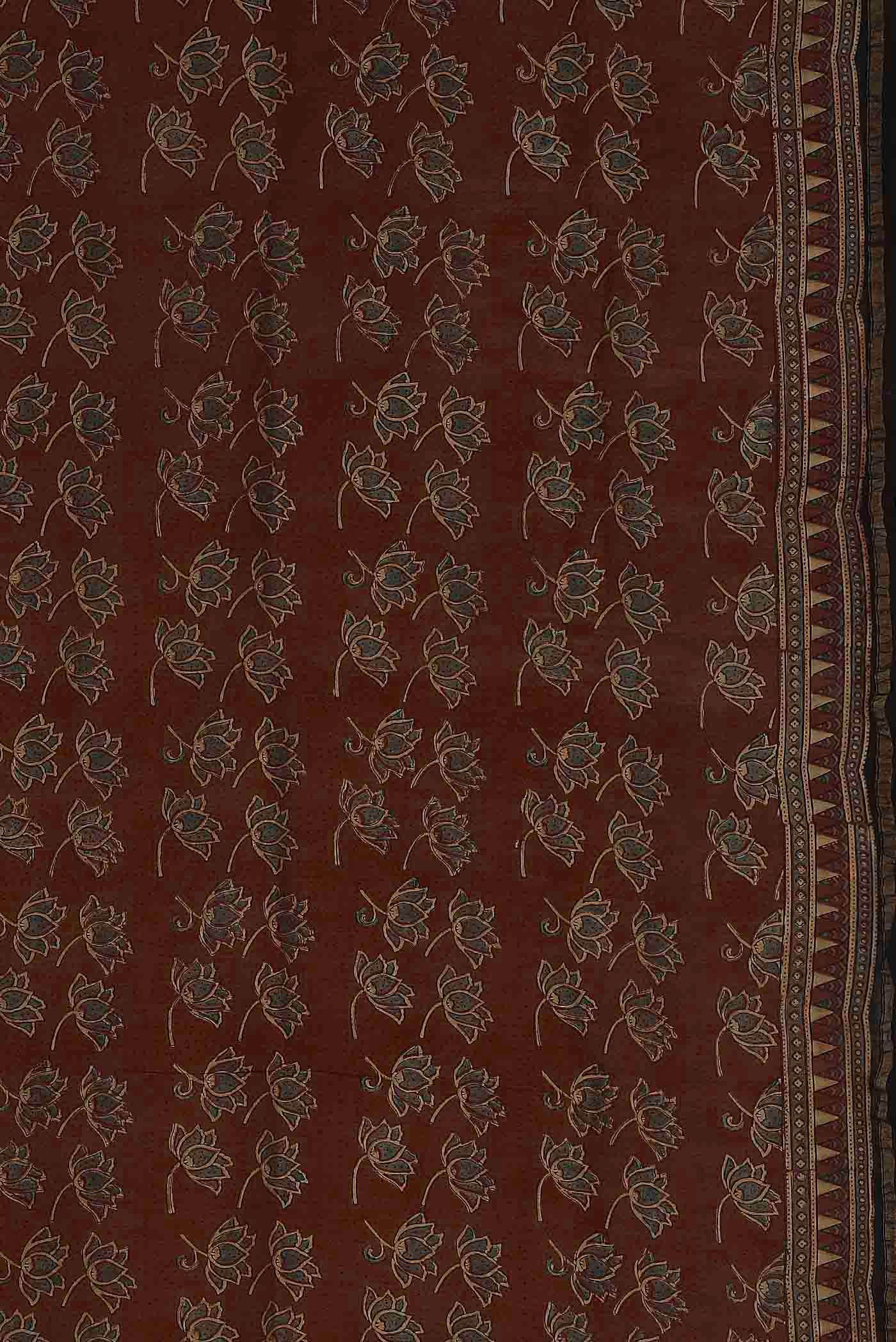 Rust Chanderi Silk Cotton Saree