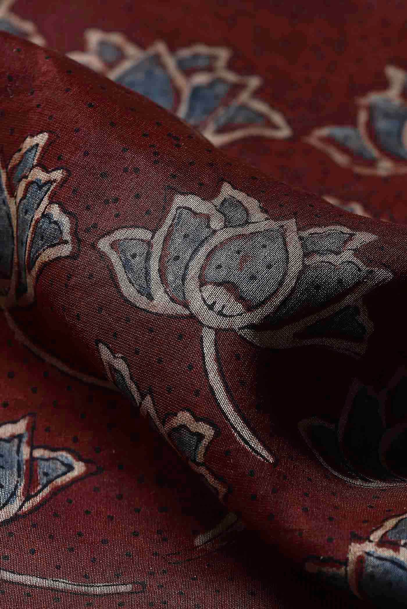 Rust Chanderi Silk Cotton Saree