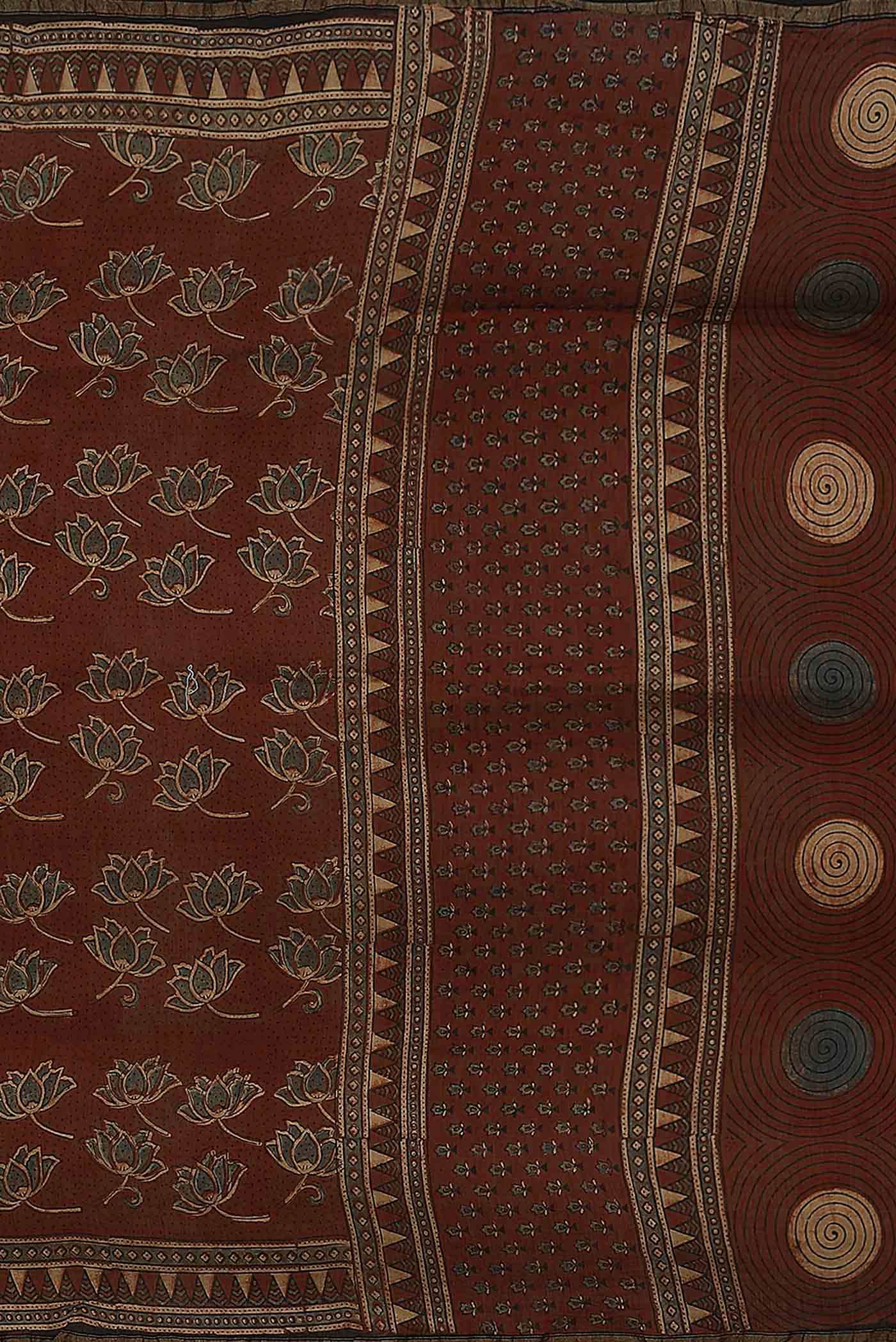 Rust Chanderi Silk Cotton Saree
