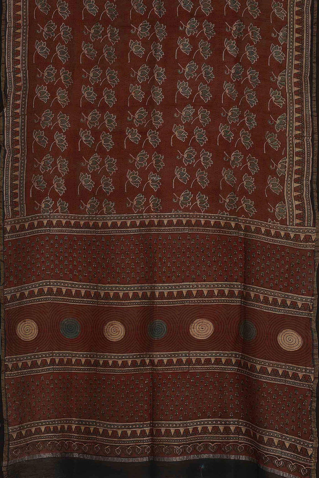 Rust Chanderi Silk Cotton Saree
