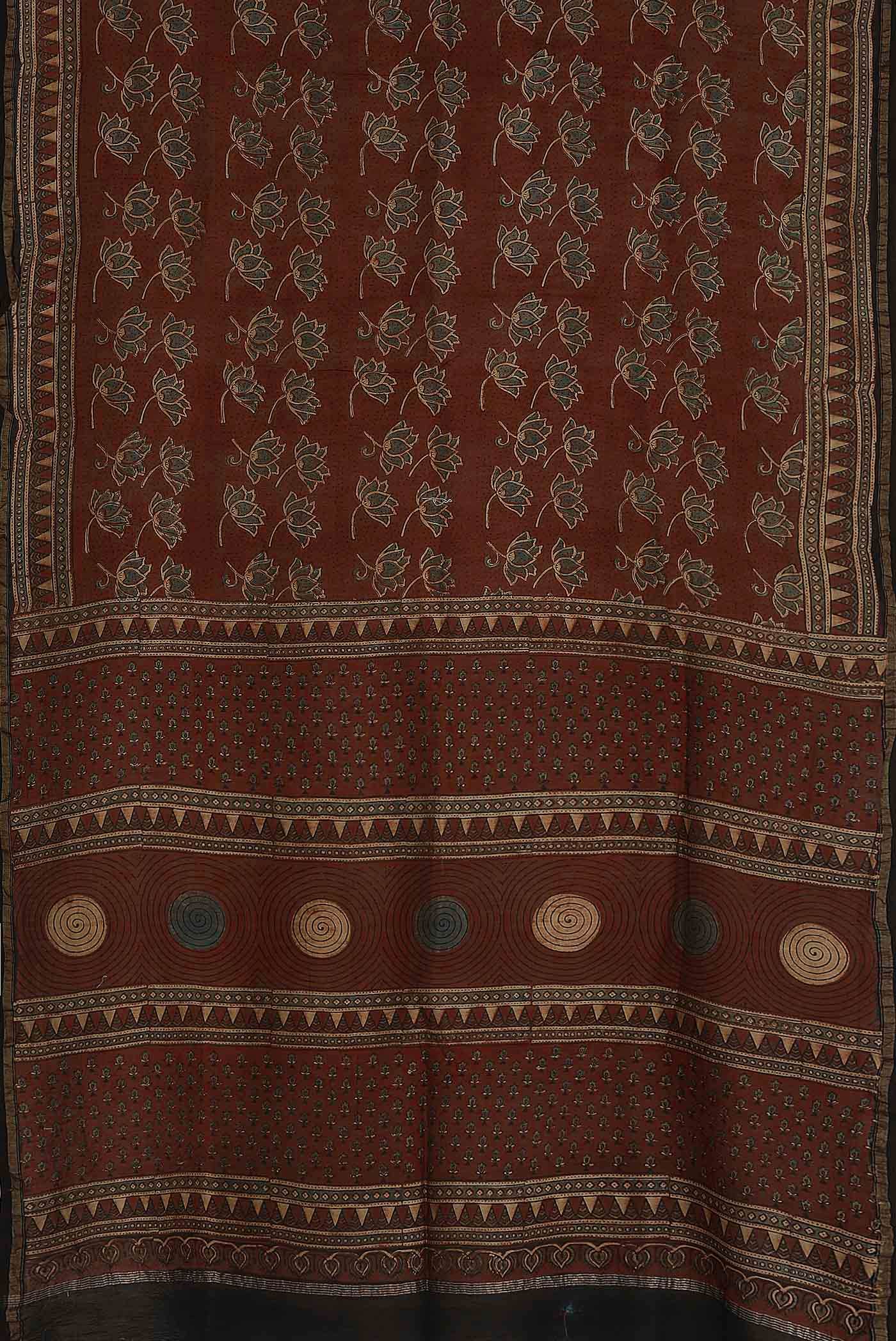 Rust Chanderi Silk Cotton Saree